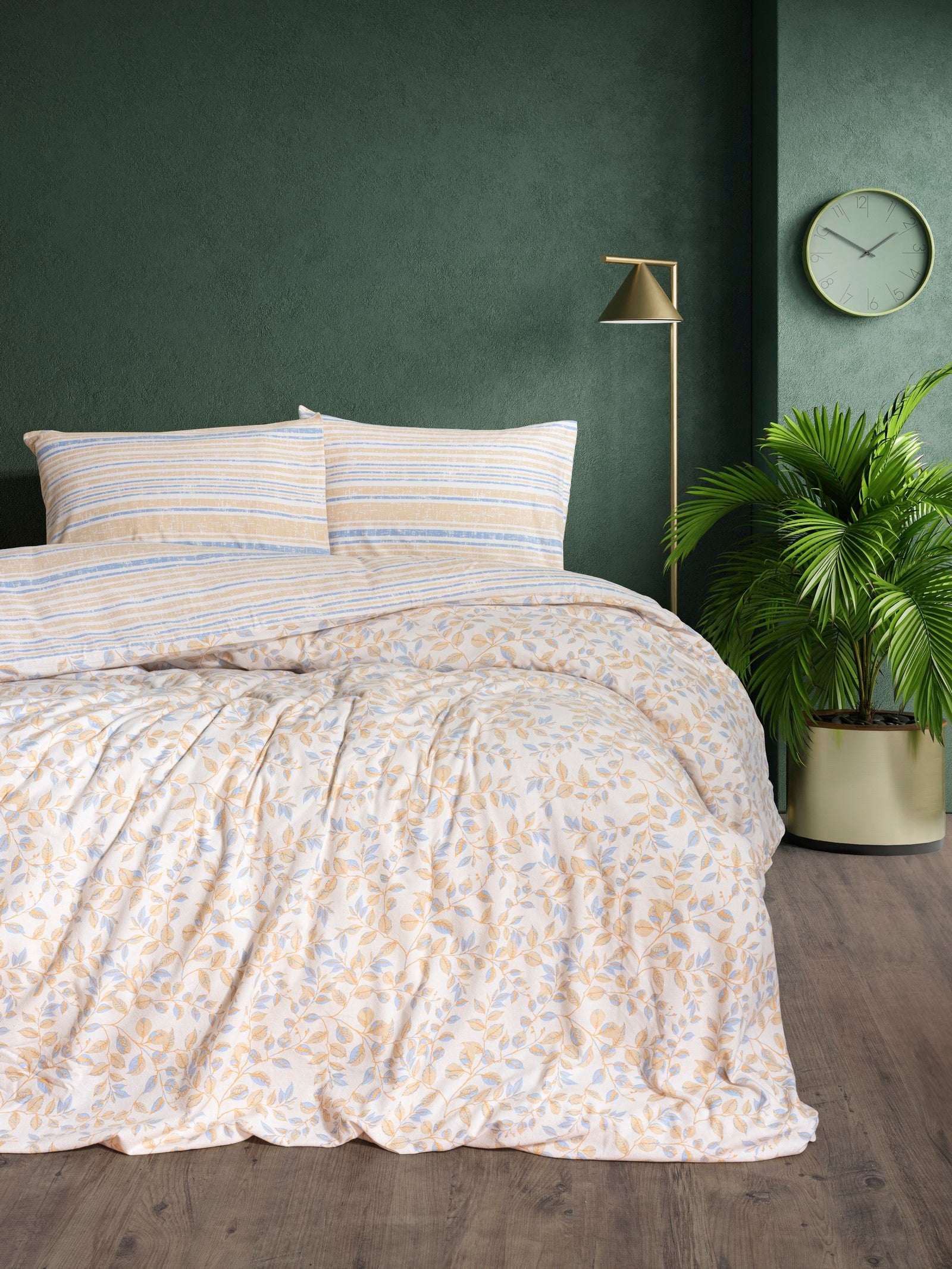 Cotton Box Flanel Çift Kişilik Nevresim Takımı Roof Mavi