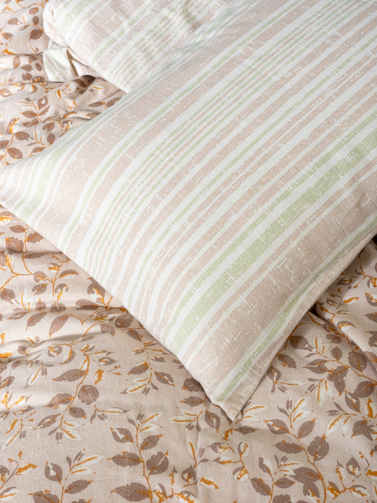 Cotton Box Flannel Single Duvet Cover Set Roof Green