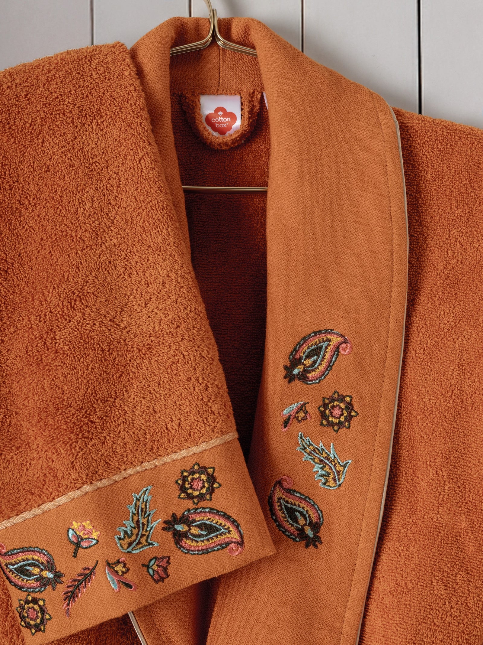 Cotton Box Folk Art Family Robe Set Dalila Cinnamon-Anthracite