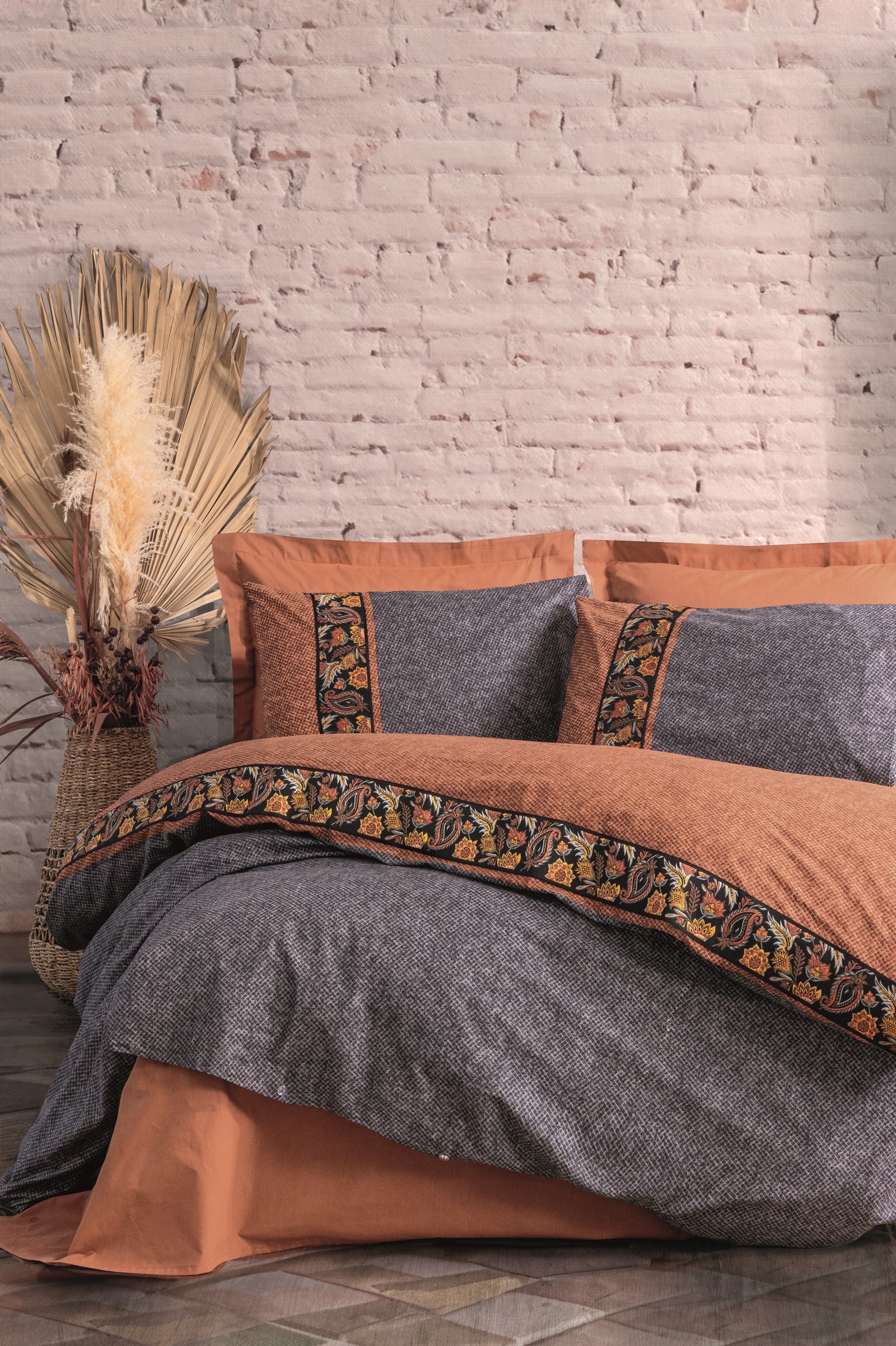 Cotton Box Folk Art Single Duvet Cover Set Dalila Cinnamon