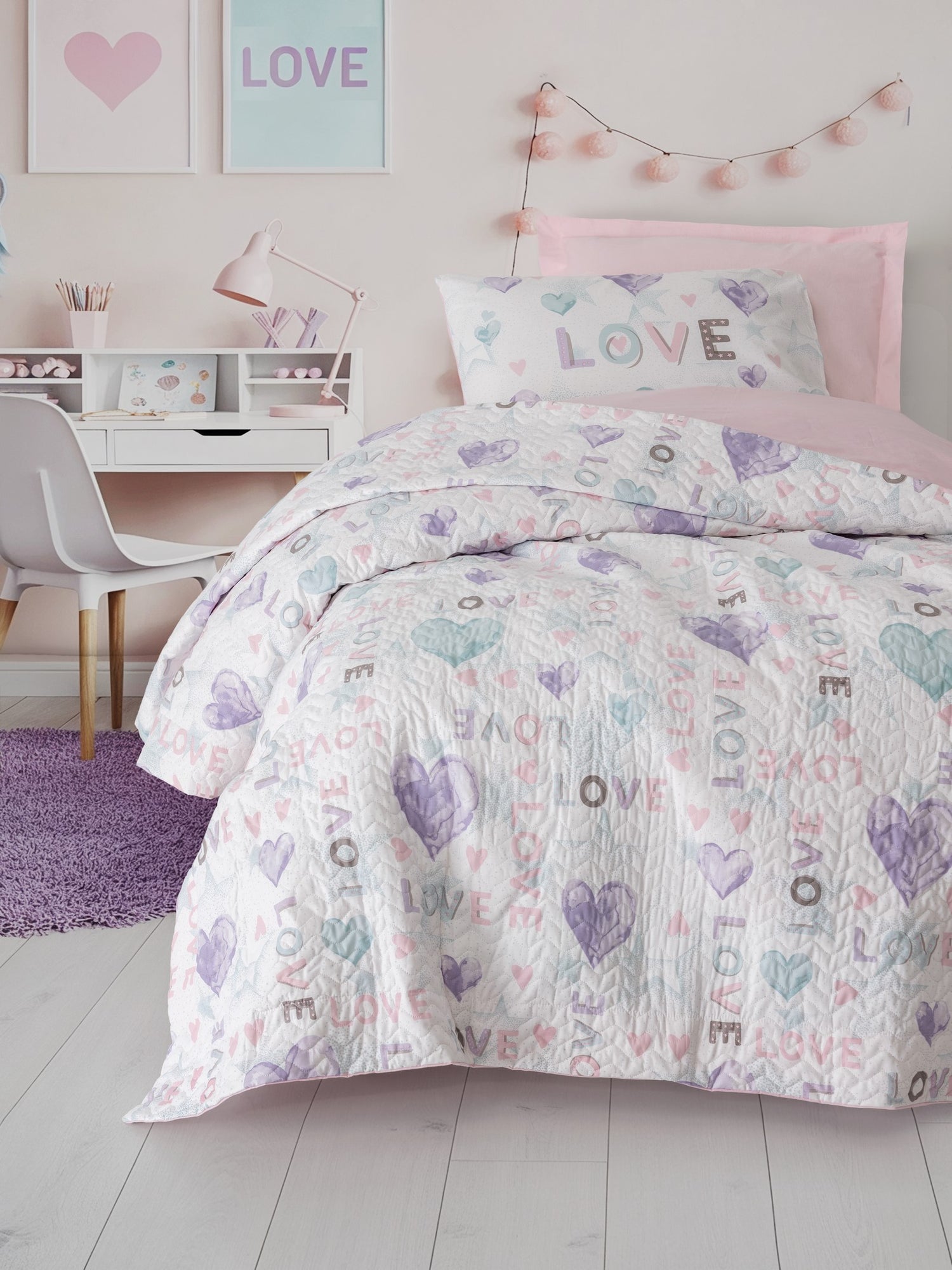 Cotton Box Genç Odası Tek Kişilik Complete Set Lovella Pembe