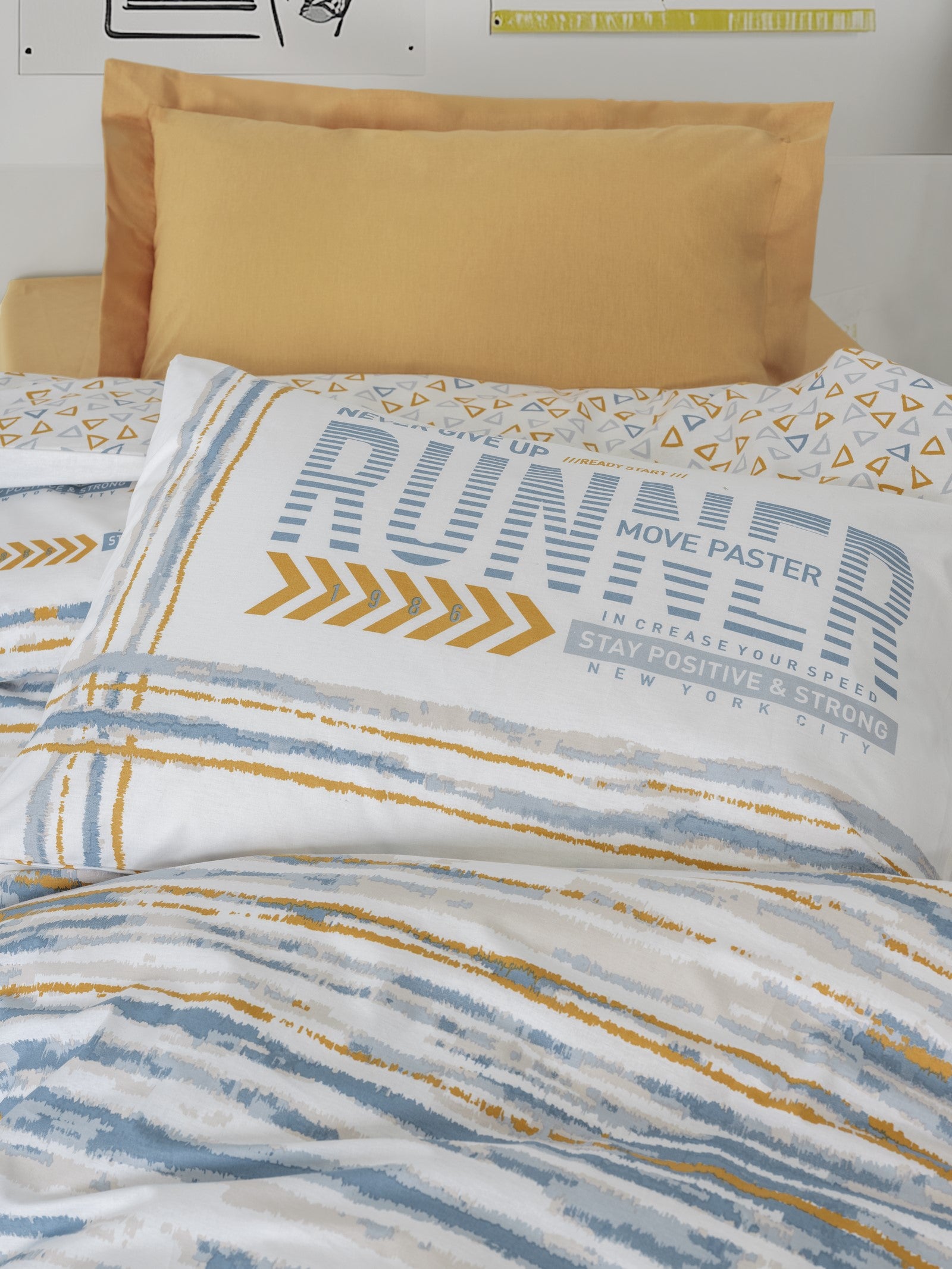 Cotton Box Youth Room Single Fitted Sheet Duvet Cover Set Dashon Yellow
