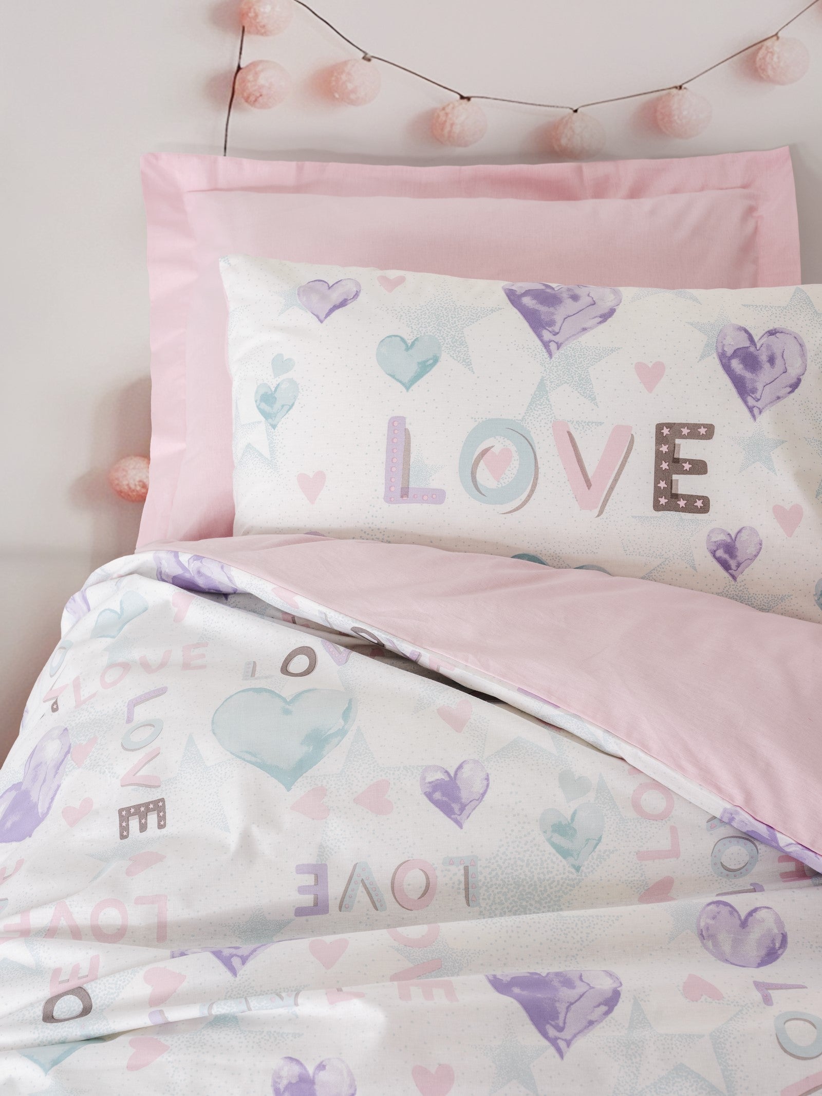 Cotton Box Genç Odası Tek Kişilik Lastikli Çarşaflı Nevresim Takımı Lovella Pembe