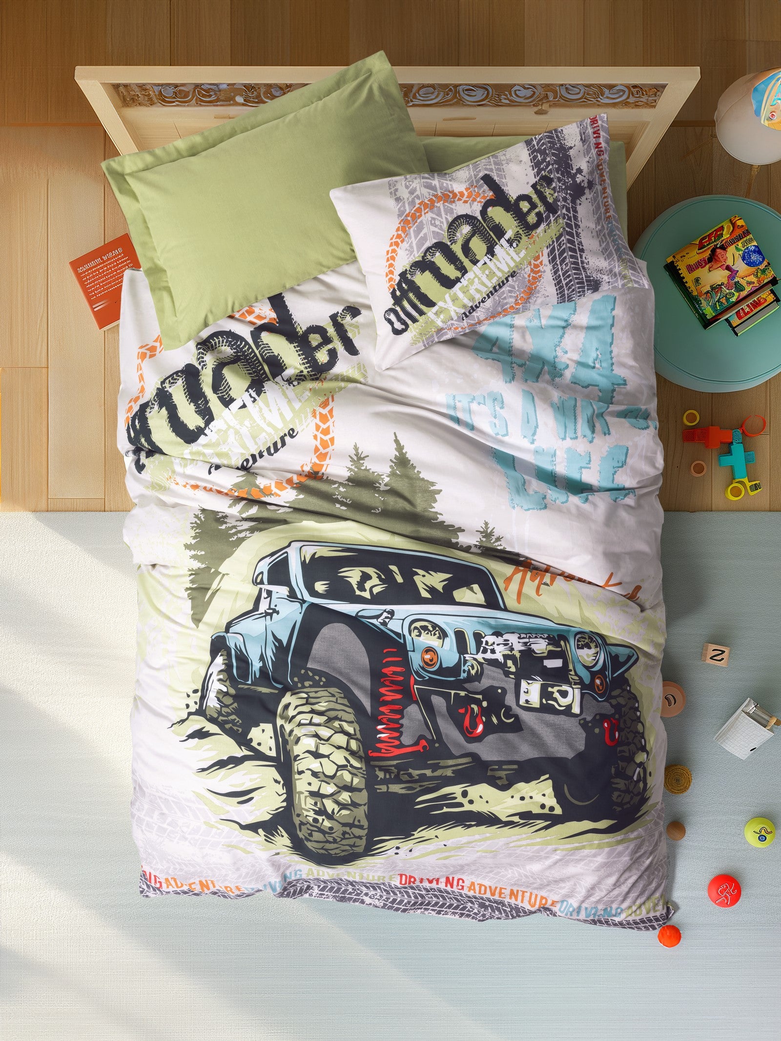 Cotton Box Junior Tek Kişilik Nevresim Takımı Adventure Yeşil