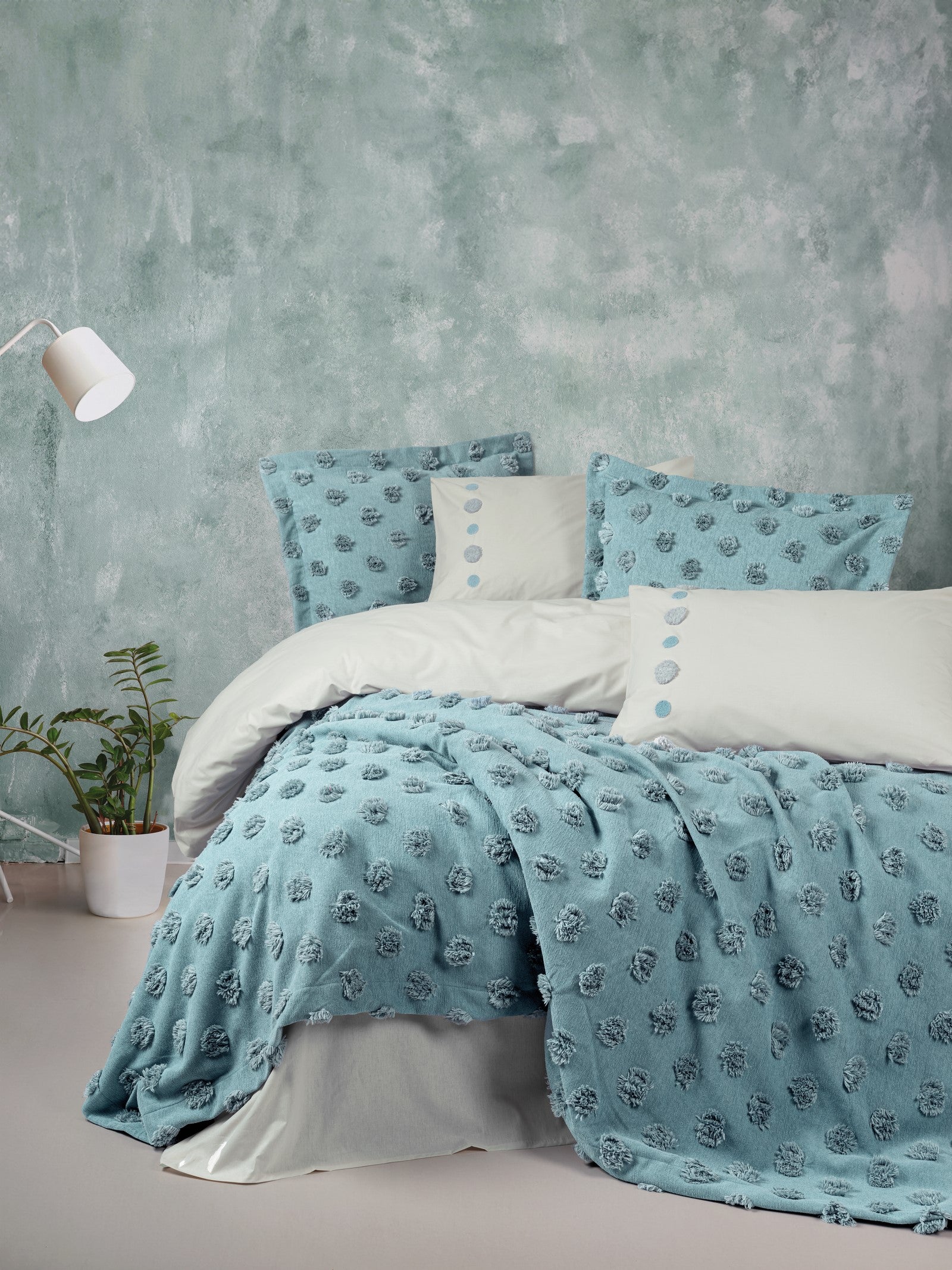 Cotton Box Limi Double Bed Covered Duvet Cover Set Aldo Mint
