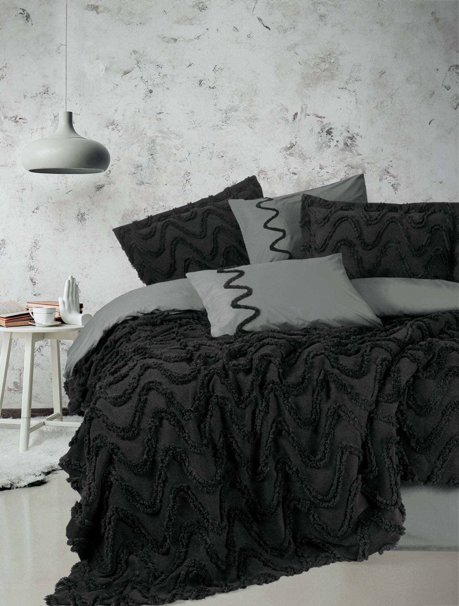 Cotton Box Limi Double Bed Covered Duvet Cover Set Viggo Black