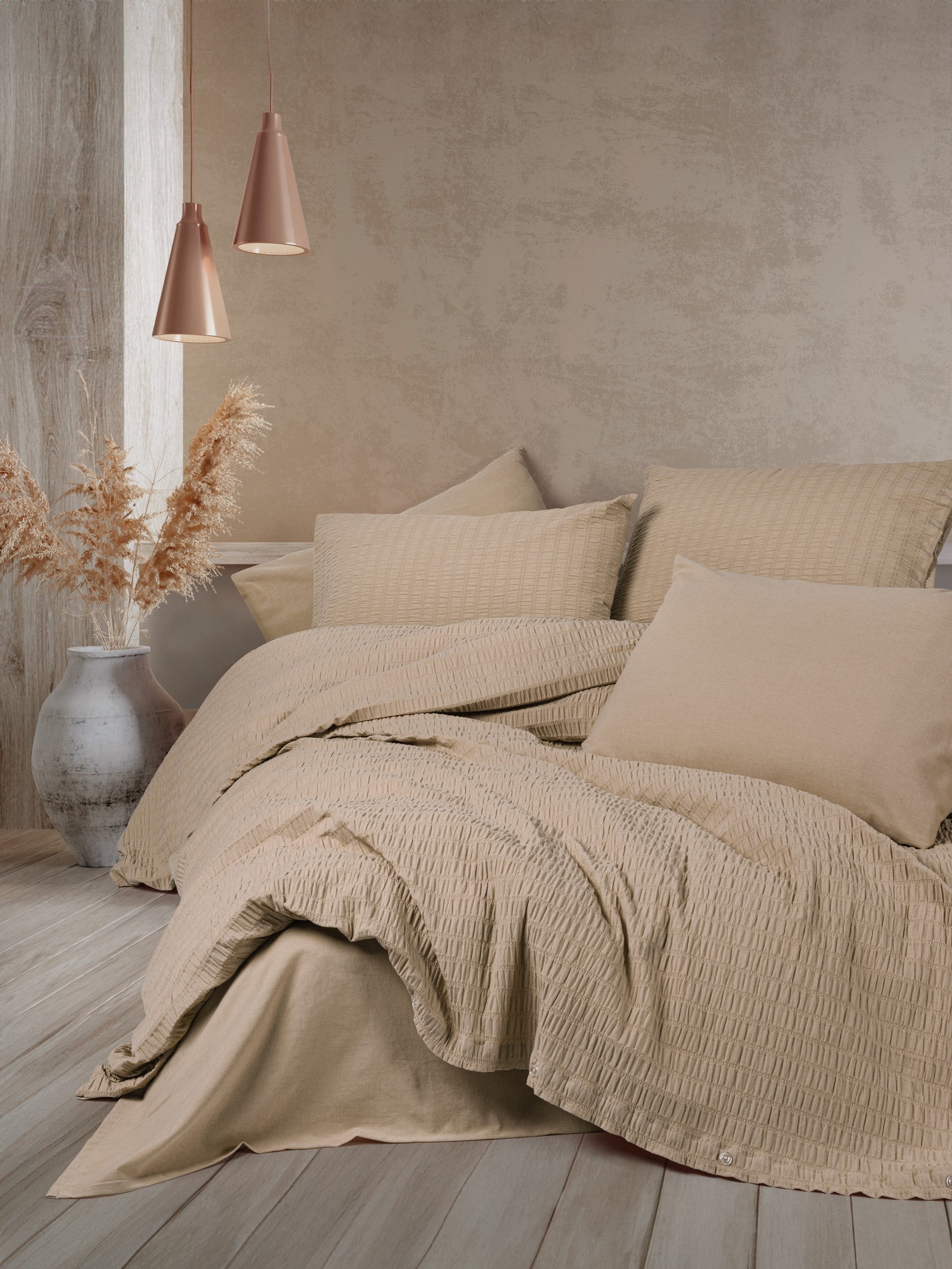 Cotton Box Liny Double Duvet Cover Set Sungai Salmon