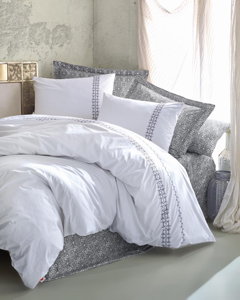 Cotton Box Majestic Double Duvet Cover Set - Paola Gray