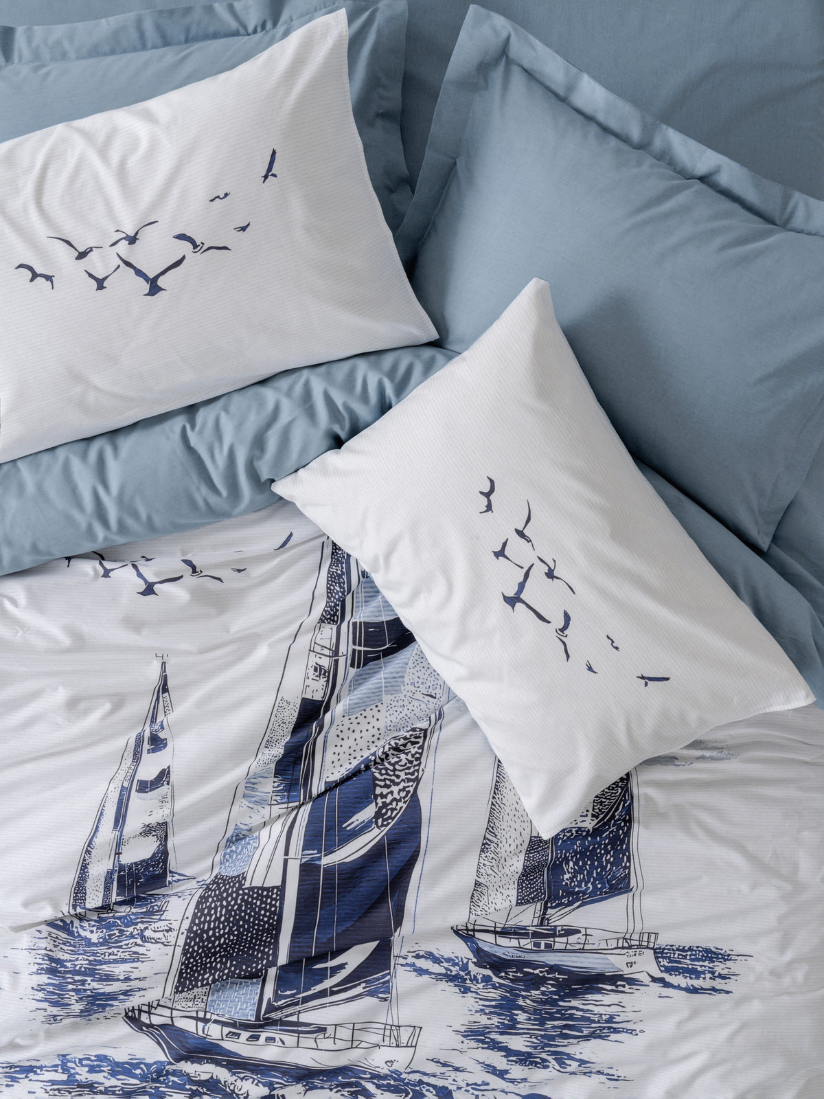 Cotton Box Maritime Double Duvet Cover Set Skipper Indigo