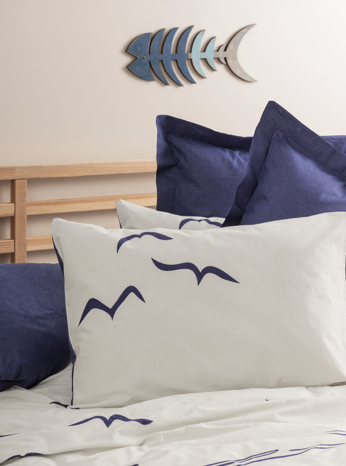 Cotton Box Maritime Single Duvet Cover Set Larum Navy Blue