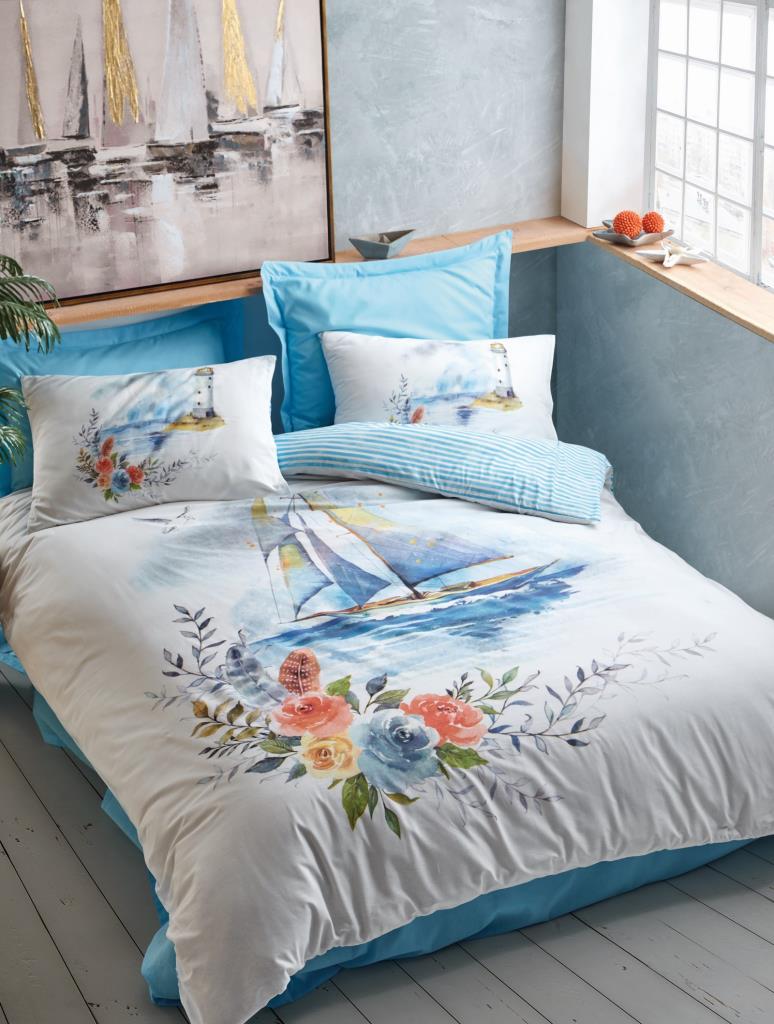 Cotton Box Maritime Single Duvet Cover Set Morgan Blue