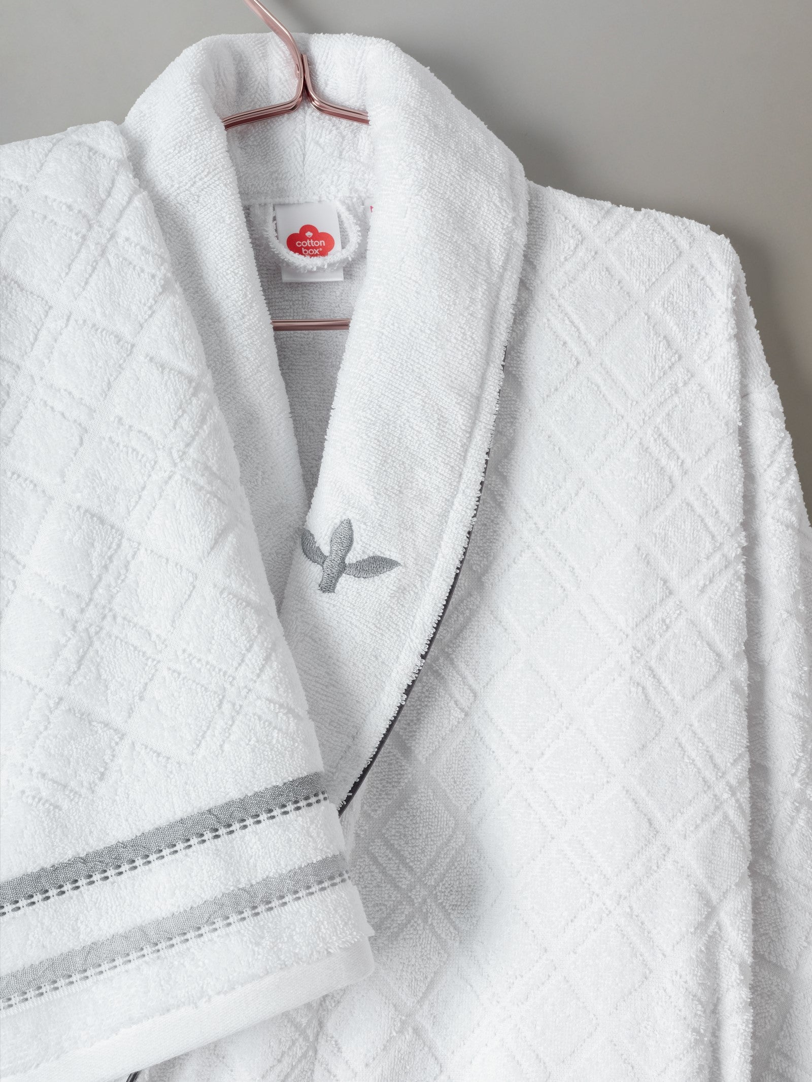 Cotton Box Masculine Family Bathrobe Set Carlos White-Anthracite