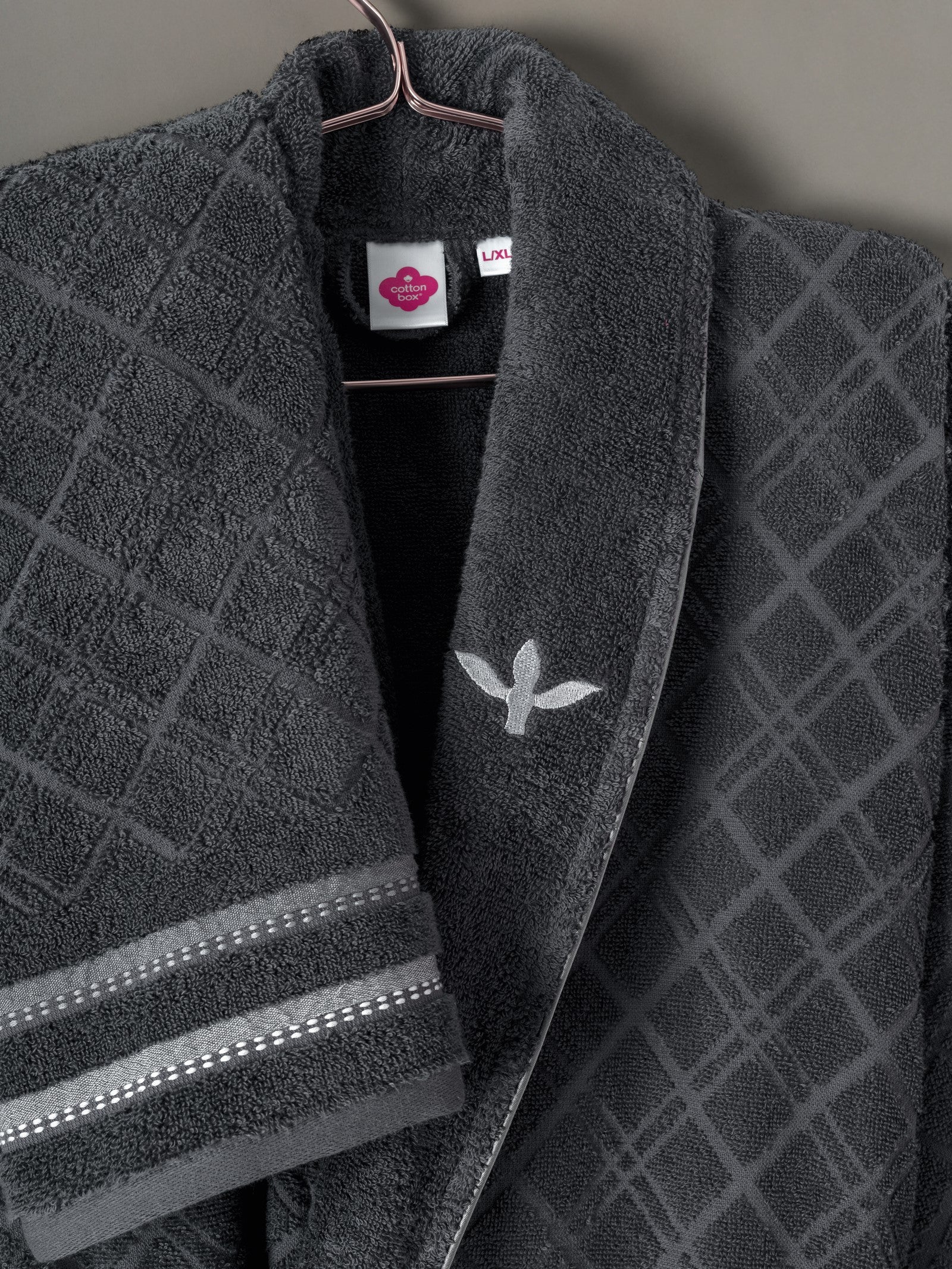 Cotton Box Masculine Family Bathrobe Set Carlos White-Anthracite