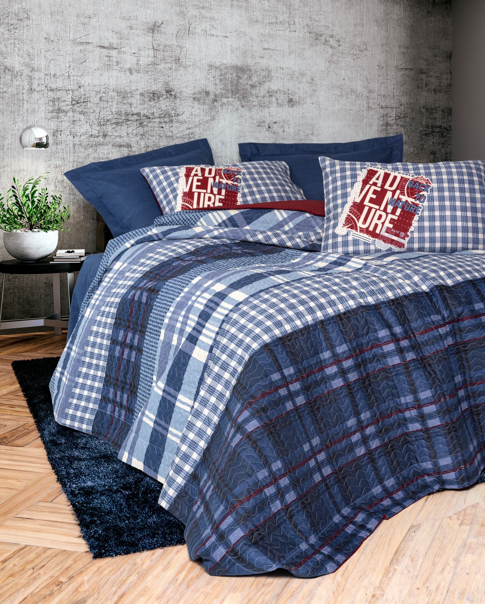 Cotton Box Masculine Double Complete Set Roger Navy Blue