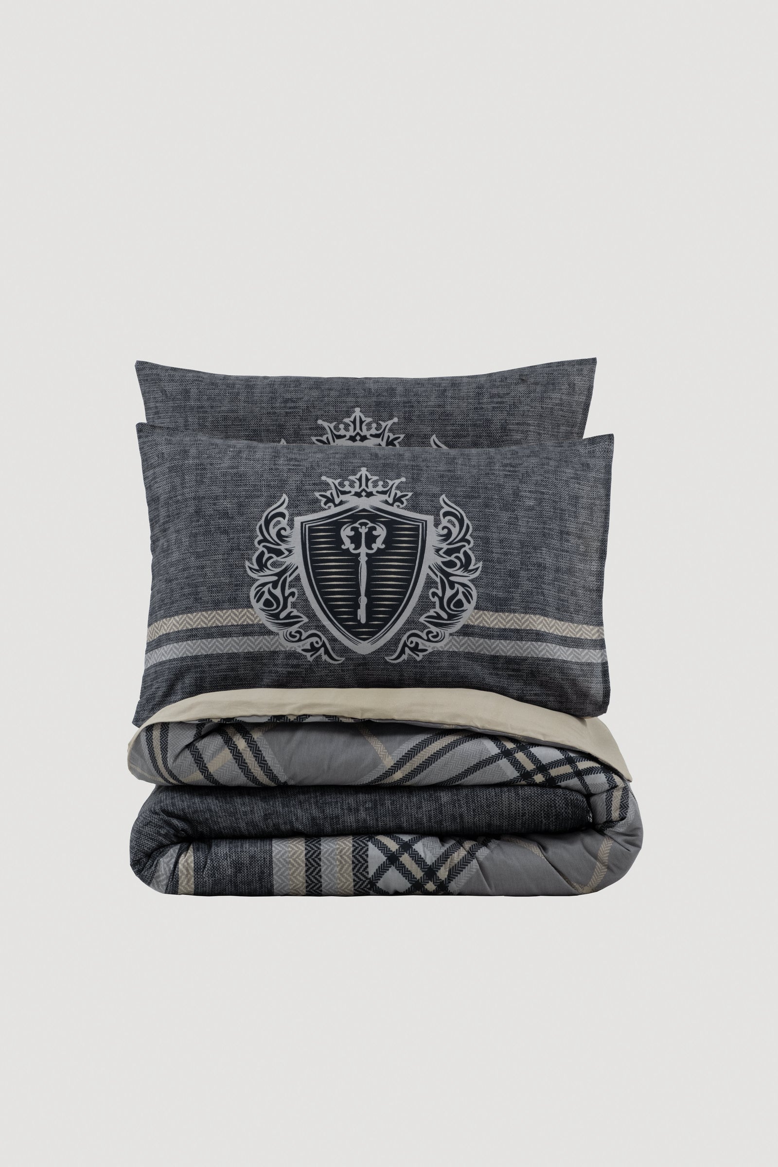Cotton Box Masculine Double Duvet Cover Set Thor Beige