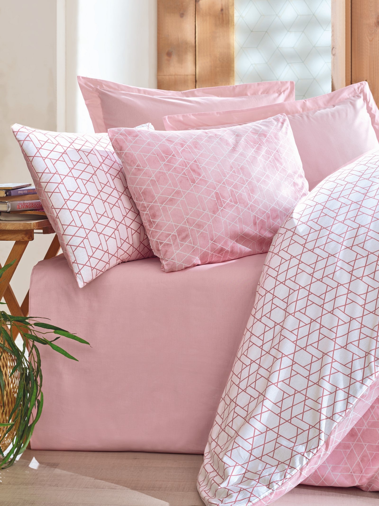 Cotton Box Minimal Double Fitted Sheet Duvet Cover Set Best Pink