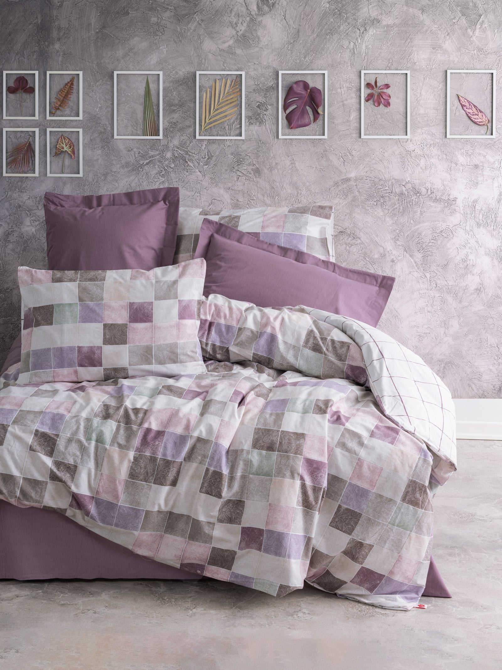 Cotton Box Minimal Single Bed Linen Duvet Cover Set with Fitted Sheet Maro Rose Dusty