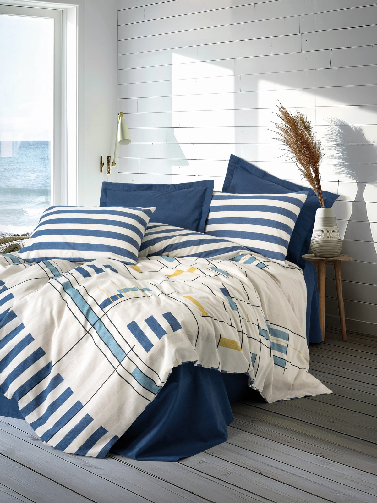 Cotton Box Modern Двуспальный комплект пододеяльников Lunox темно-синий
