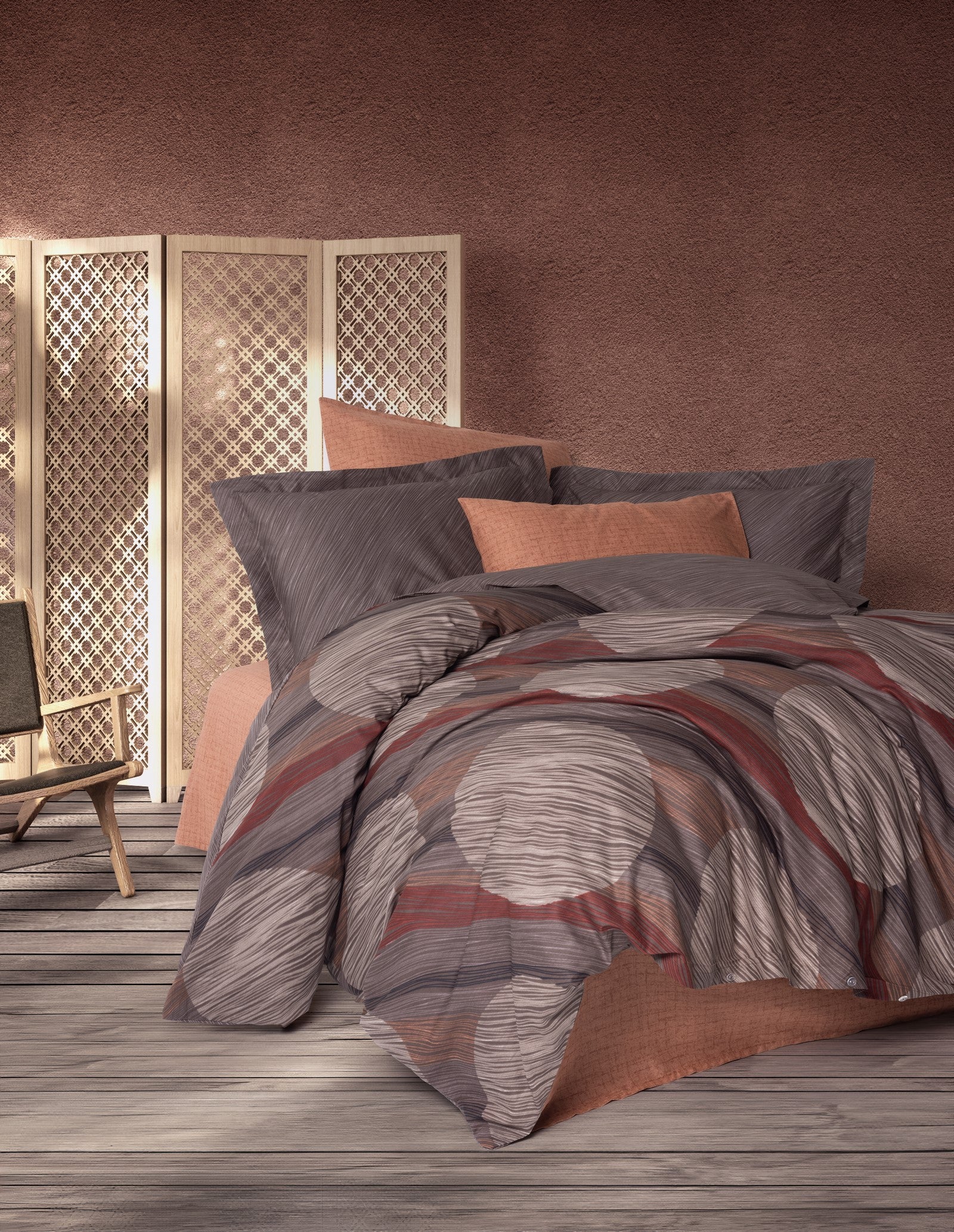 Cotton Box Modern Single Duvet Cover Set Fluss Cinnamon