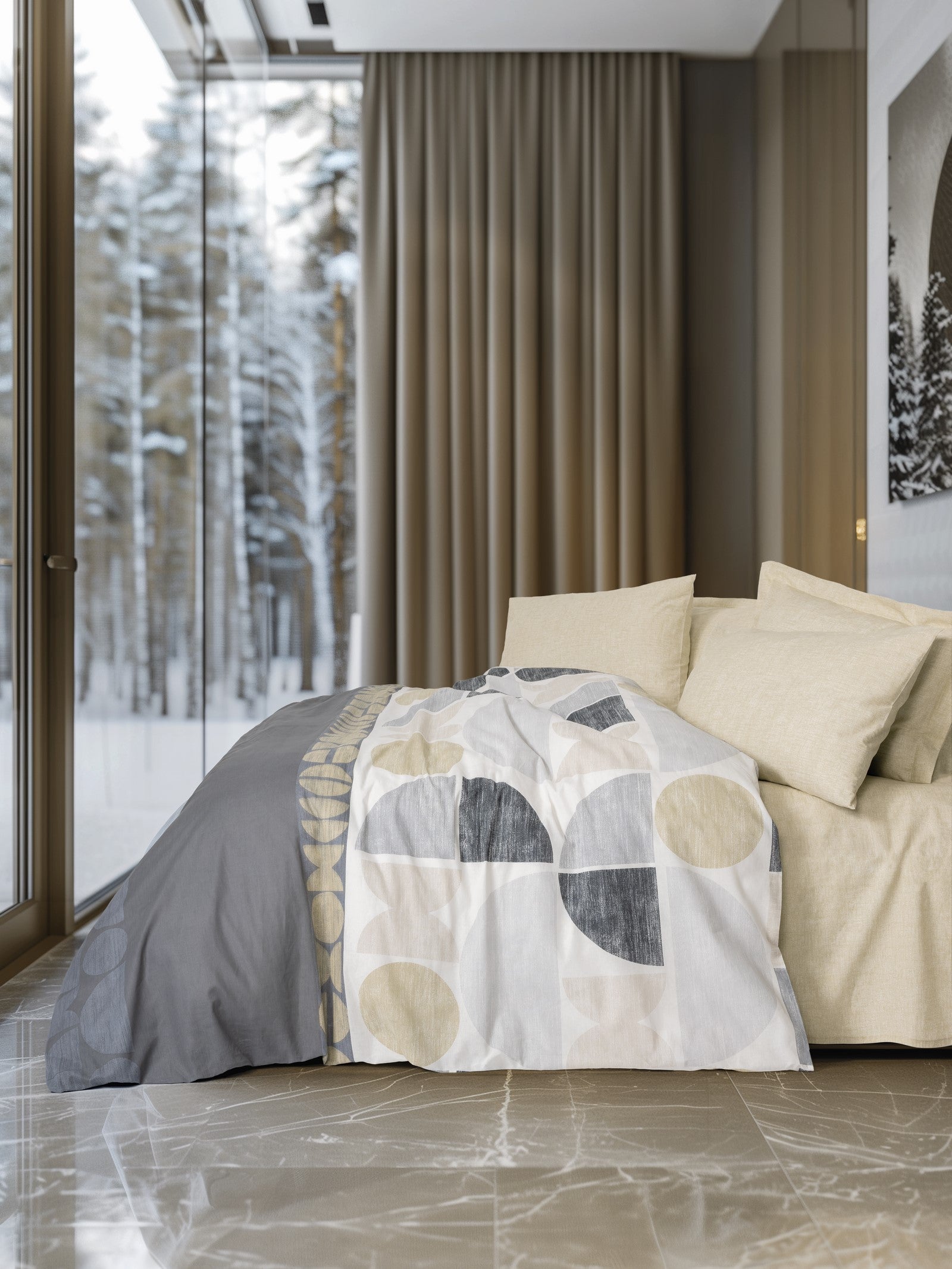 Cotton Box Modern Single Duvet Cover Set Formo Beige