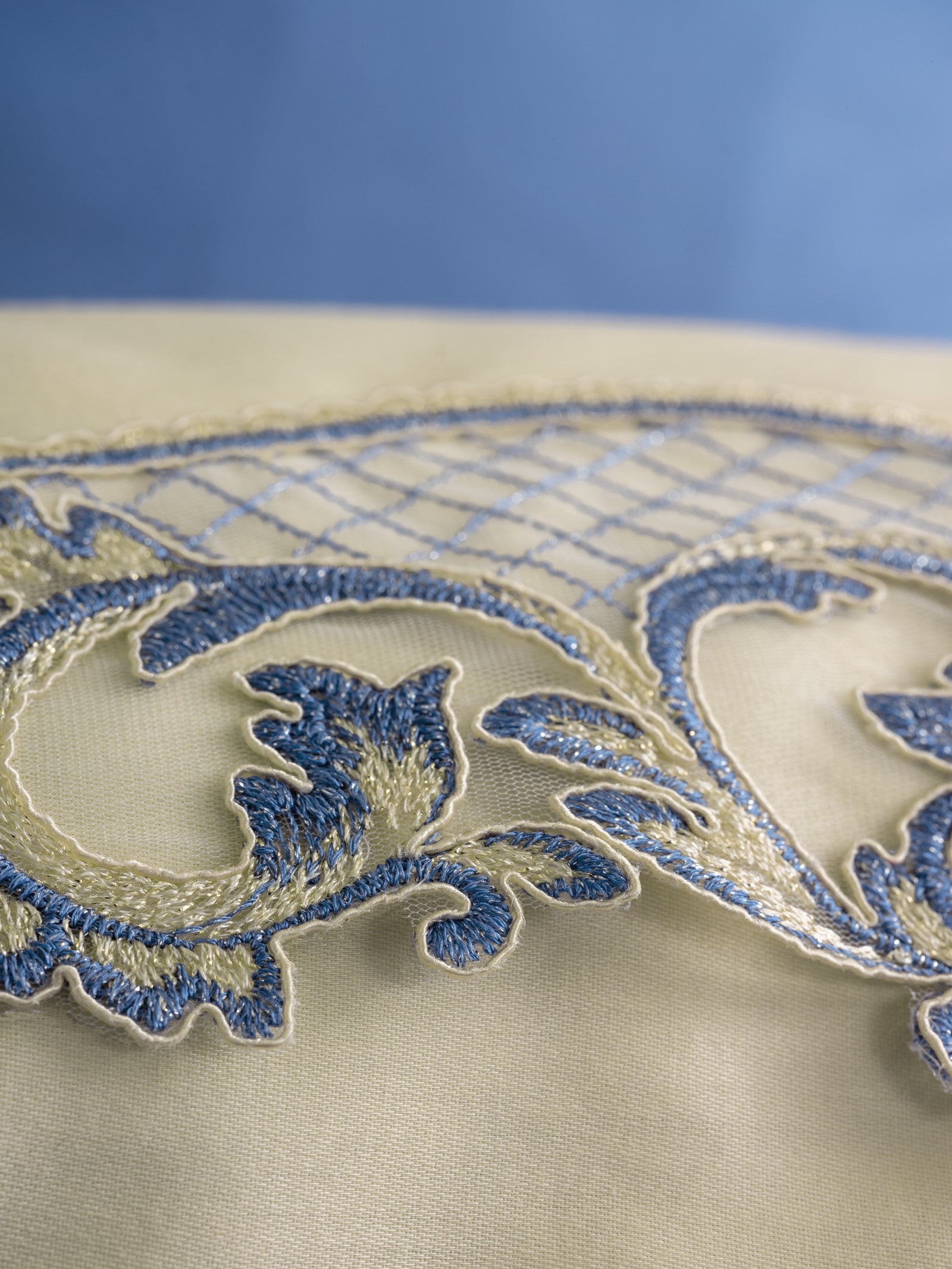 Cotton Box Embroidered Satin Double Duvet Cover Set Amaya Beige