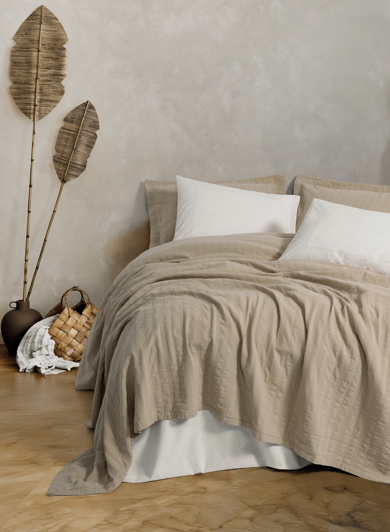 Cotton Box Natura Çift Kişilik Yatak Örtüsü/Pike Takımı Vilo Bej