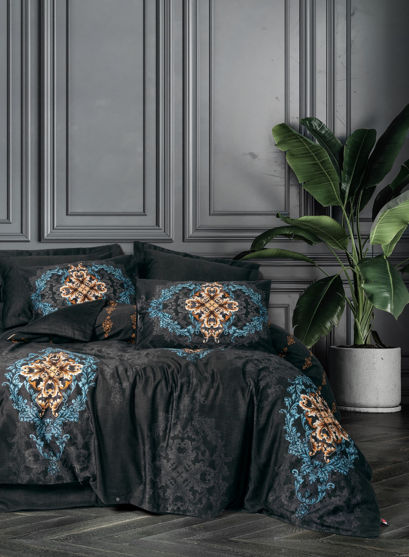 Cotton Box Palace Saten Çift Kişilik Nevresim Takımı Dorhan Siyah