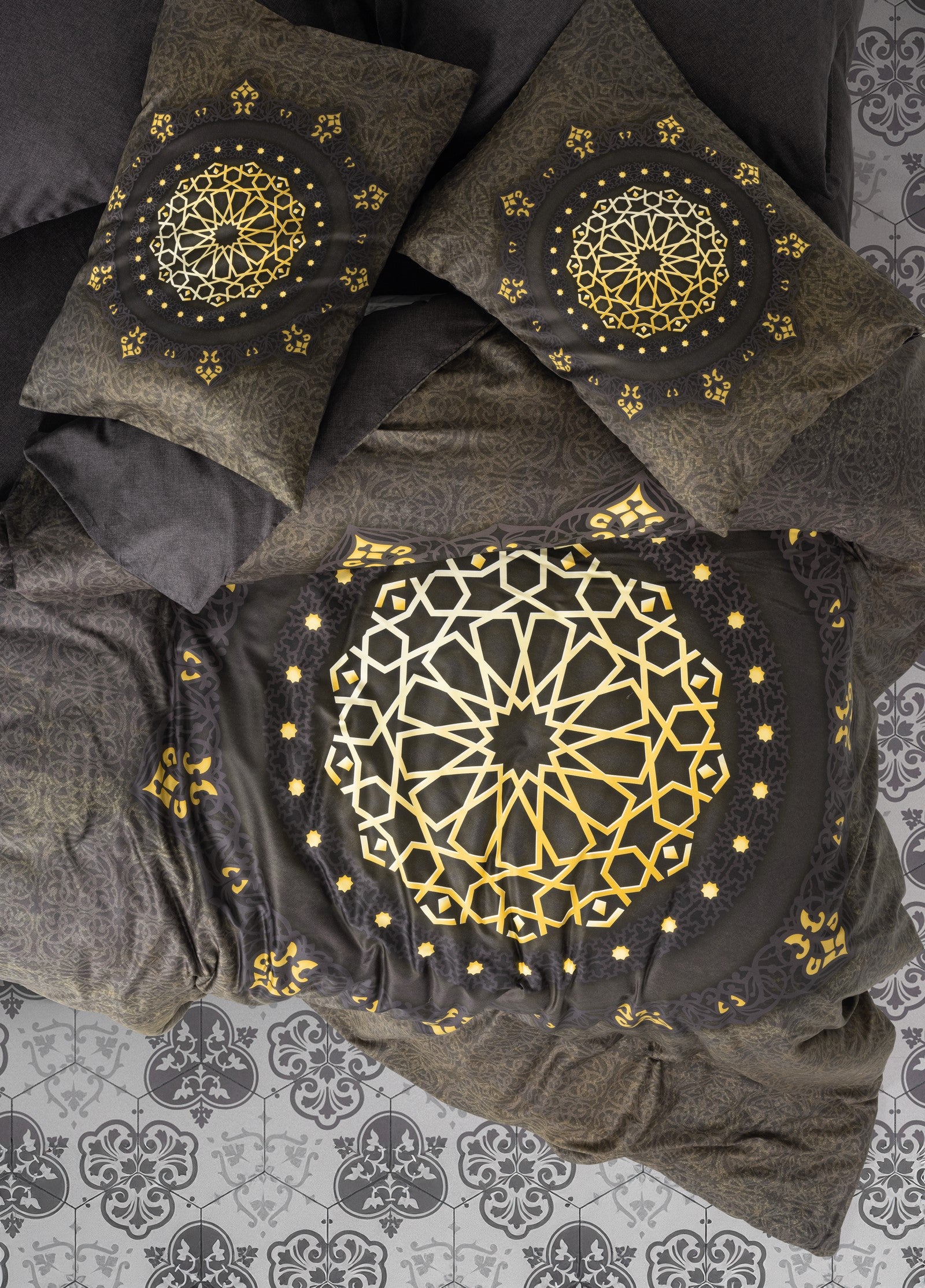 Cotton Box Palace Satin Double Duvet Cover Set Togay Anthracite