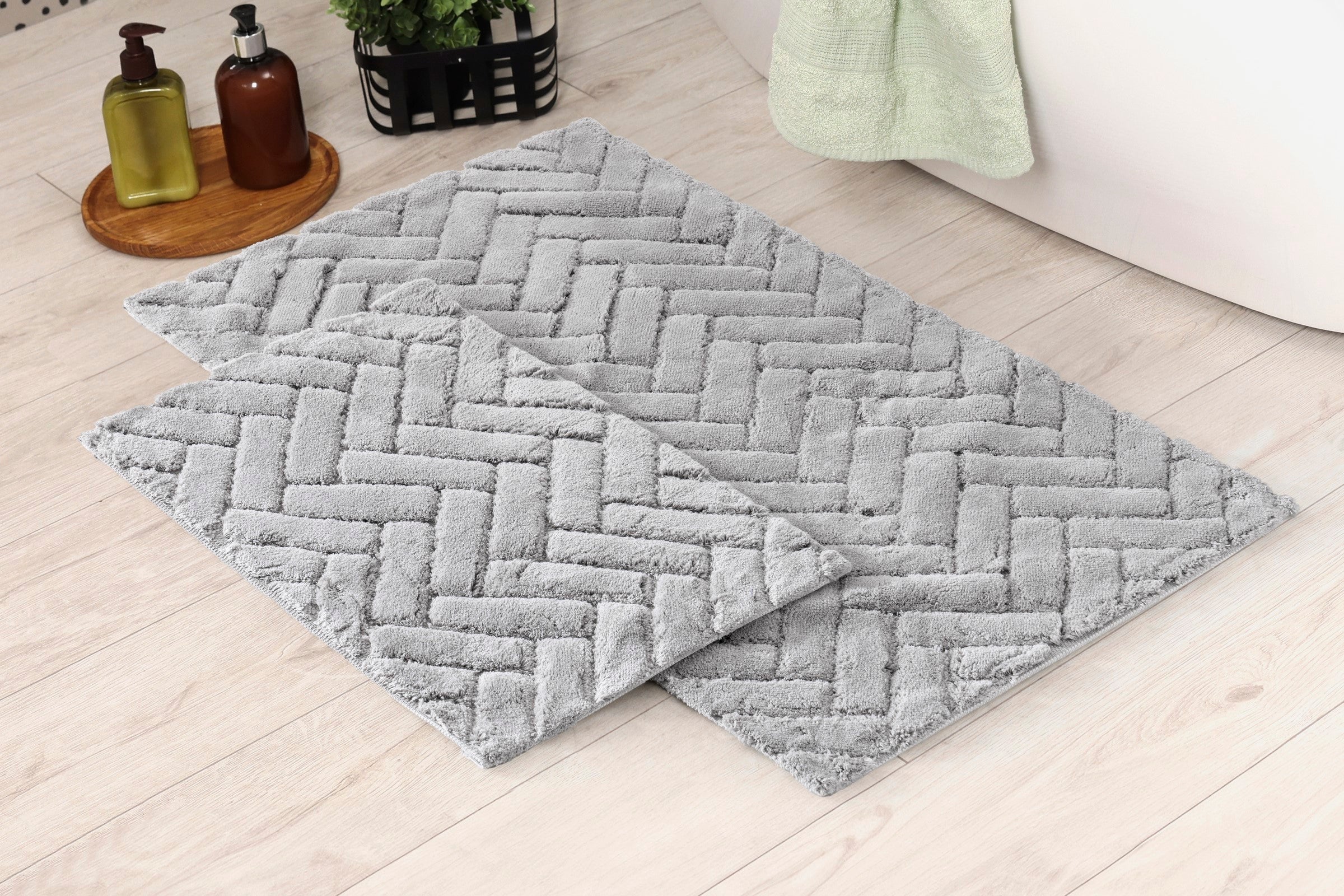 Комплект хлопковых ковриков Cotton Box Zibby светло-серый 60x100+40x60