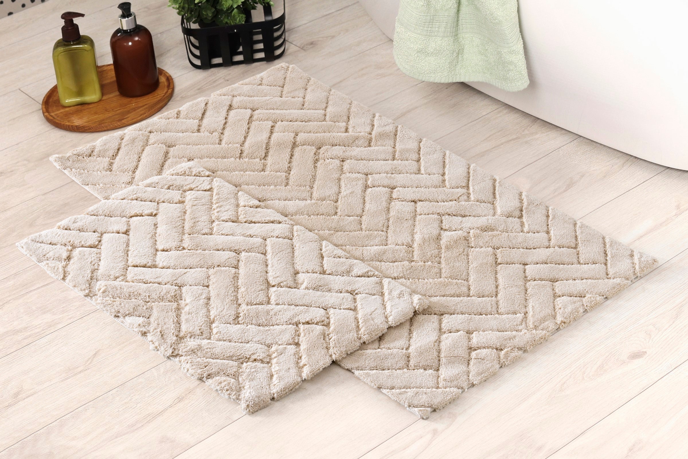 Набор хлопковых ковриков Cotton Box Zibby бежевый 60x100+40x60