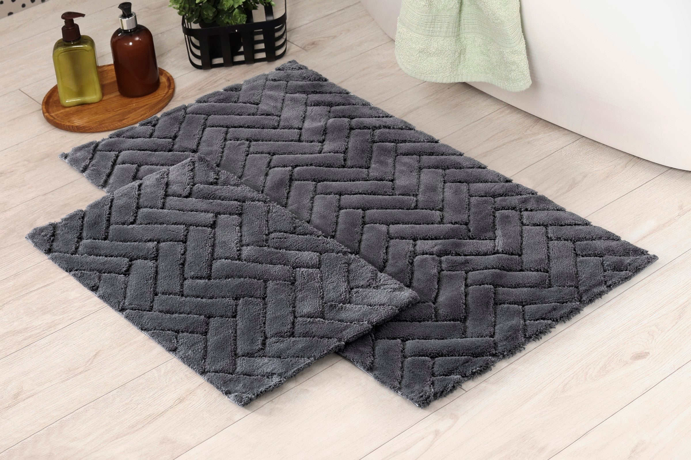 Комплект хлопковых ковриков Cotton Box Zibby темно-серый 60x100+40x60