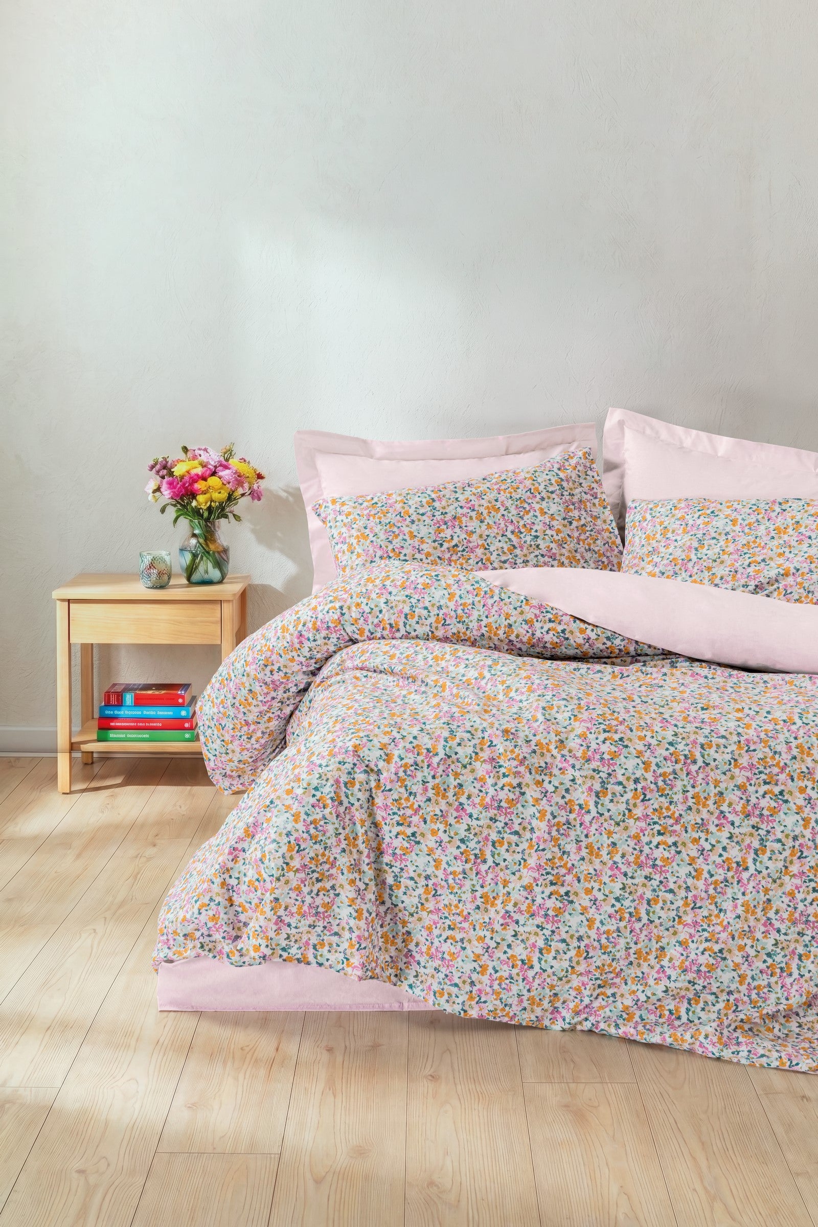 Cotton Box Petite Çift Kişilik Lastikli Çarşaflı Nevresim Takımı Pippa Pembe