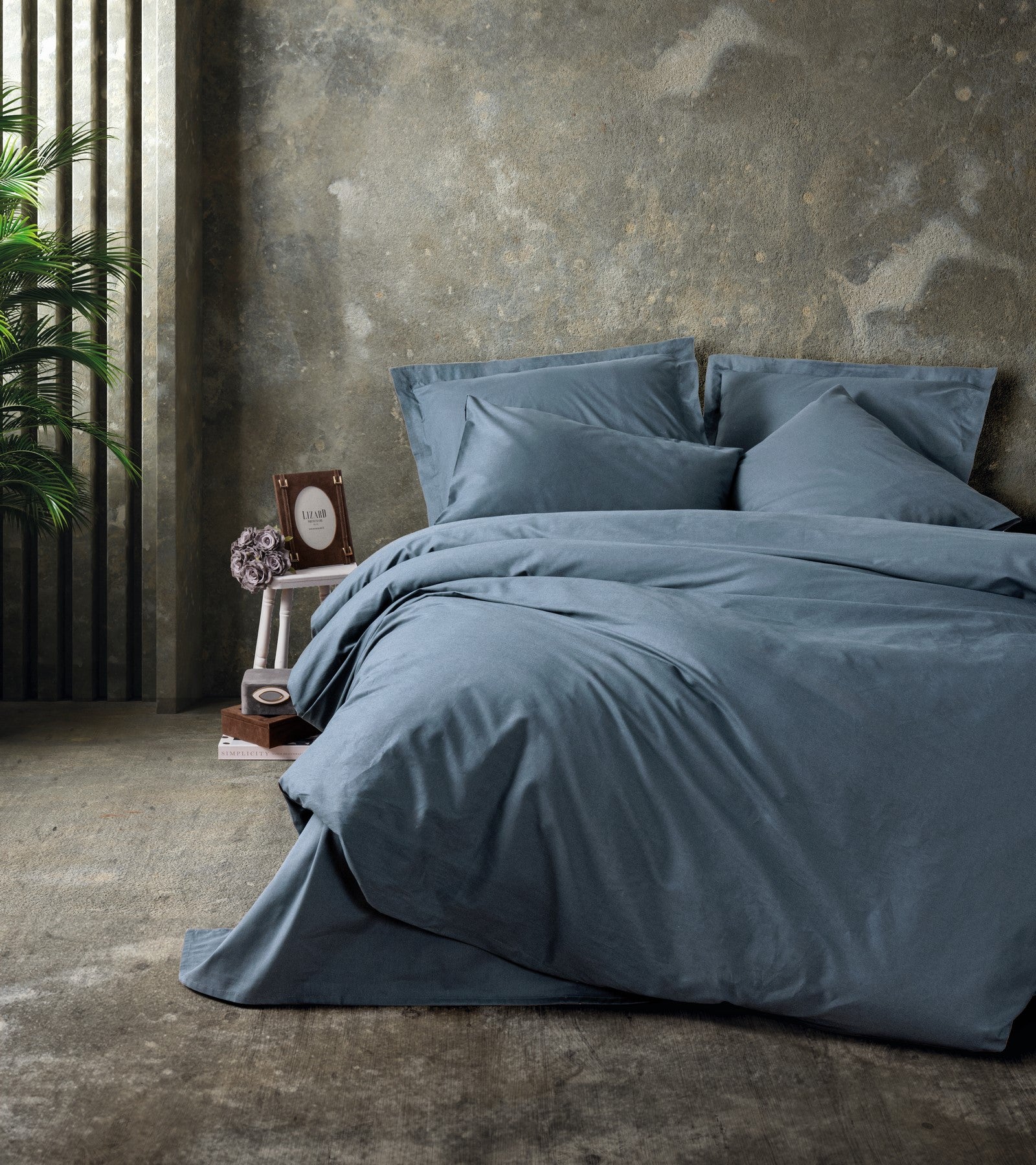 Cotton Box Plain Double Duvet Cover Set Anthracite