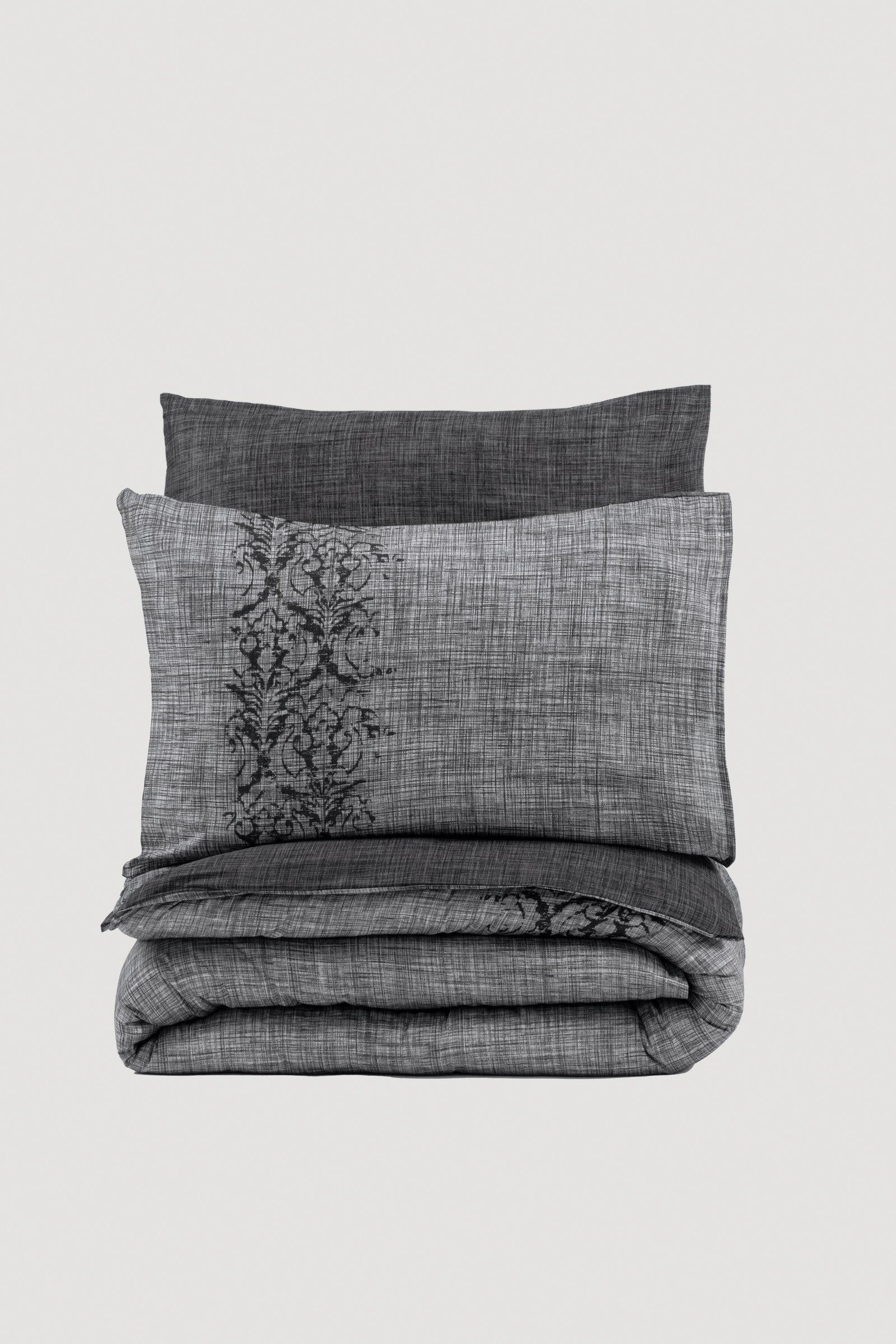 Cotton Box Plain Double Duvet Cover Set Sooty Gray