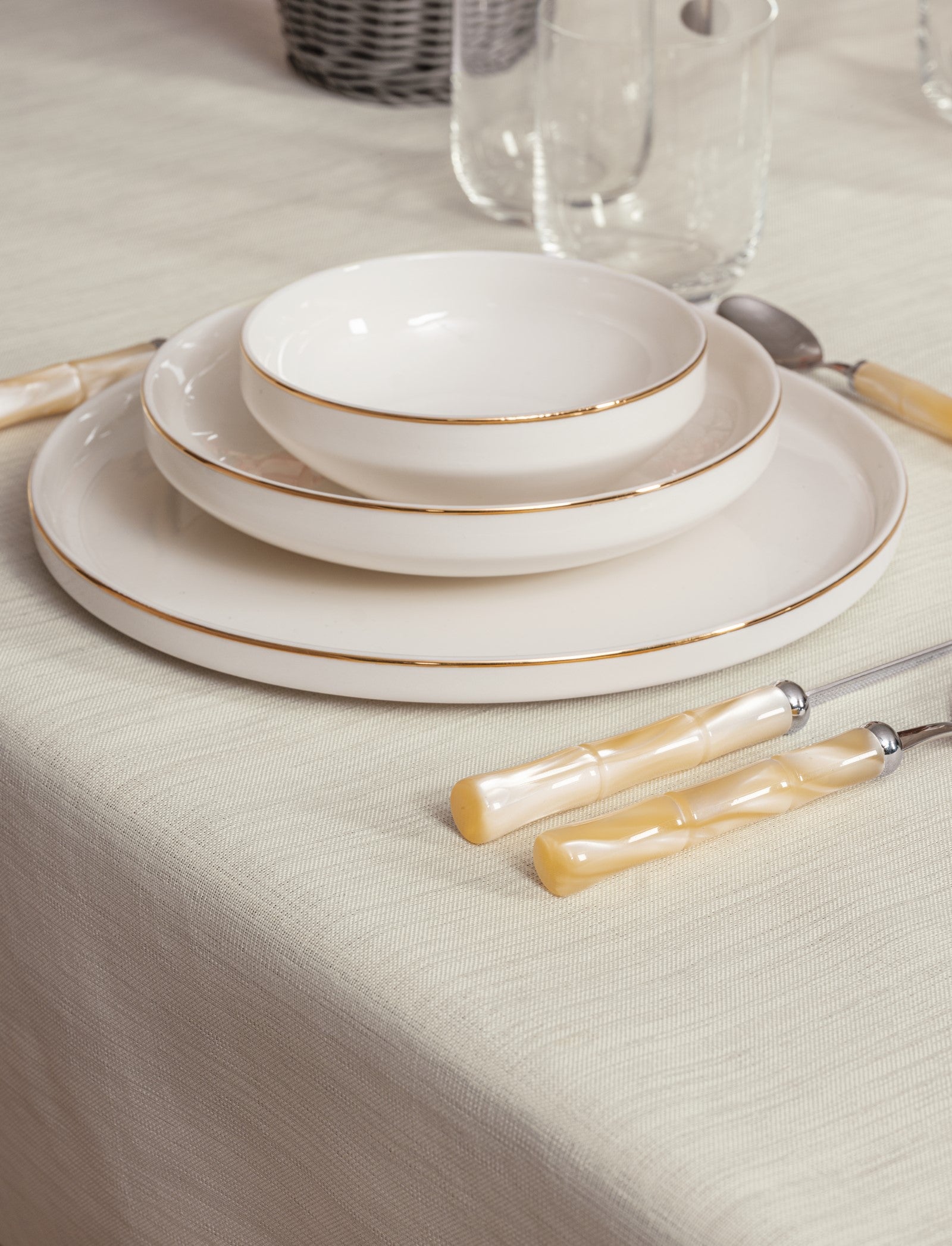 Cotton Box Plain Tablecloth Cream 155x220