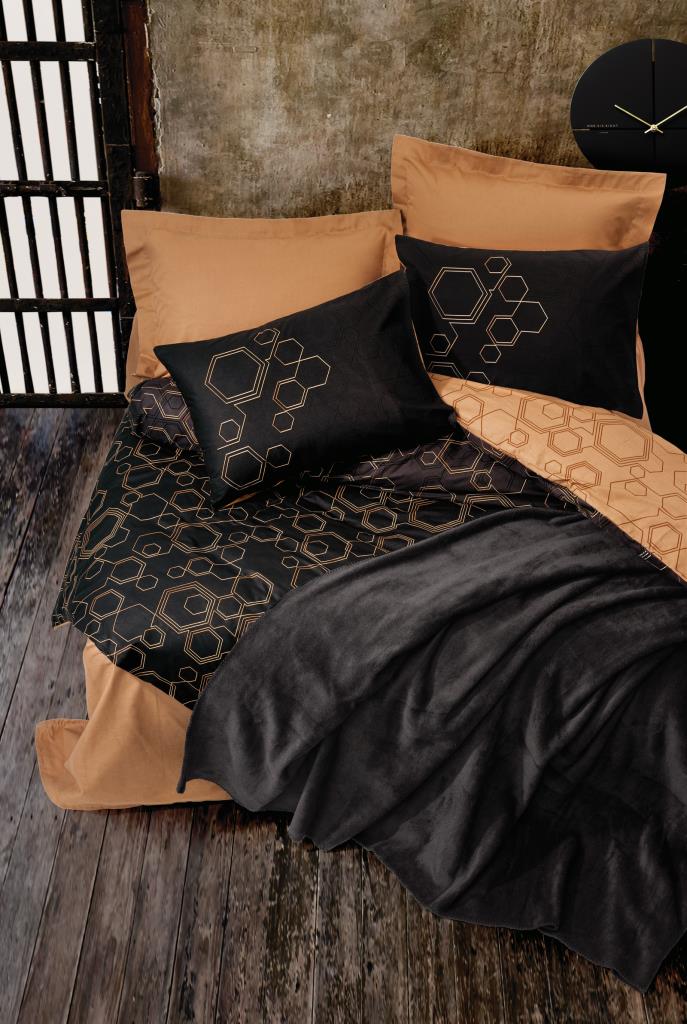 Cotton Box Plain Single Duvet Cover Set with Cotton Blanket Dawn Copper