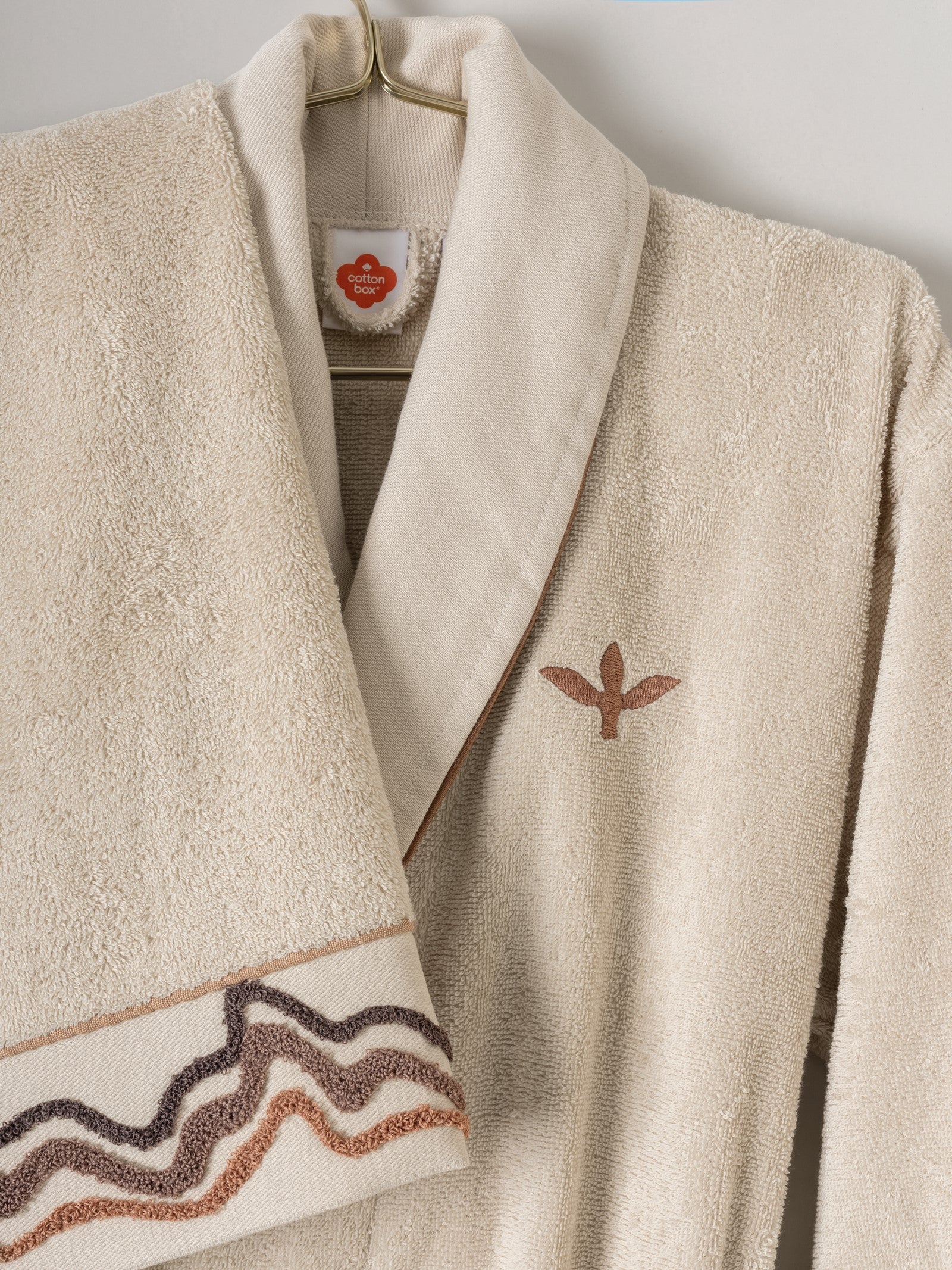 Cotton Box Puff Embroidered Family Bathrobe Set Molende Beige-Anthracite