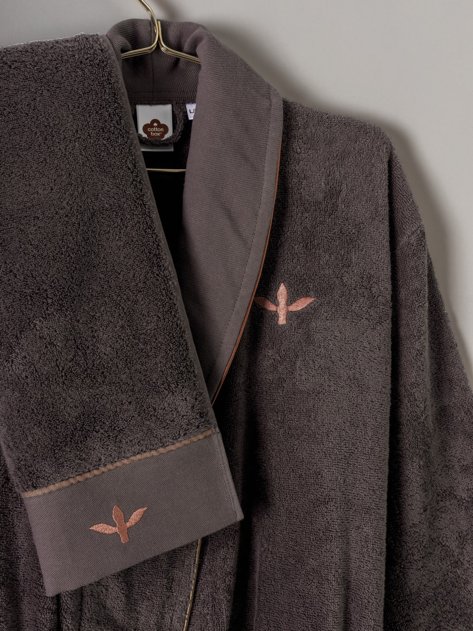 Cotton Box Puff Embroidered Family Bathrobe Set Molende Beige-Anthracite