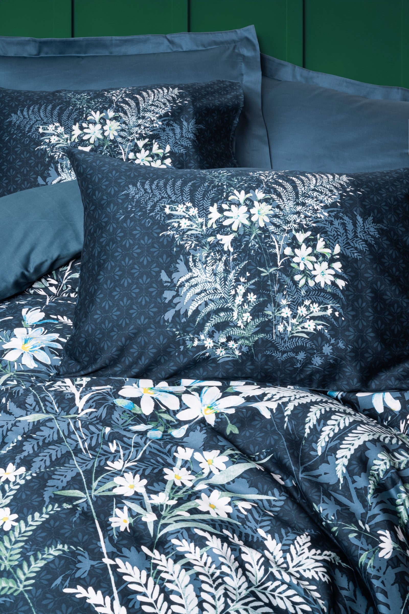 Cotton Box Satin Double Duvet Cover Set Imvelo Petrol