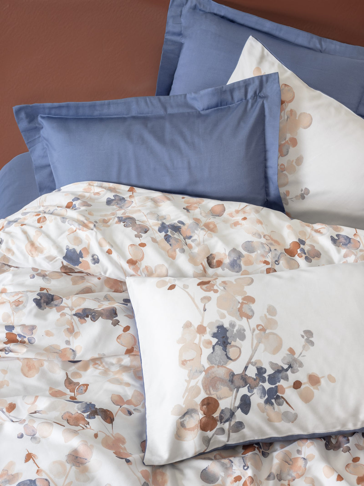 Cotton Box Satin Double Duvet Cover Set Nebulae Indigo