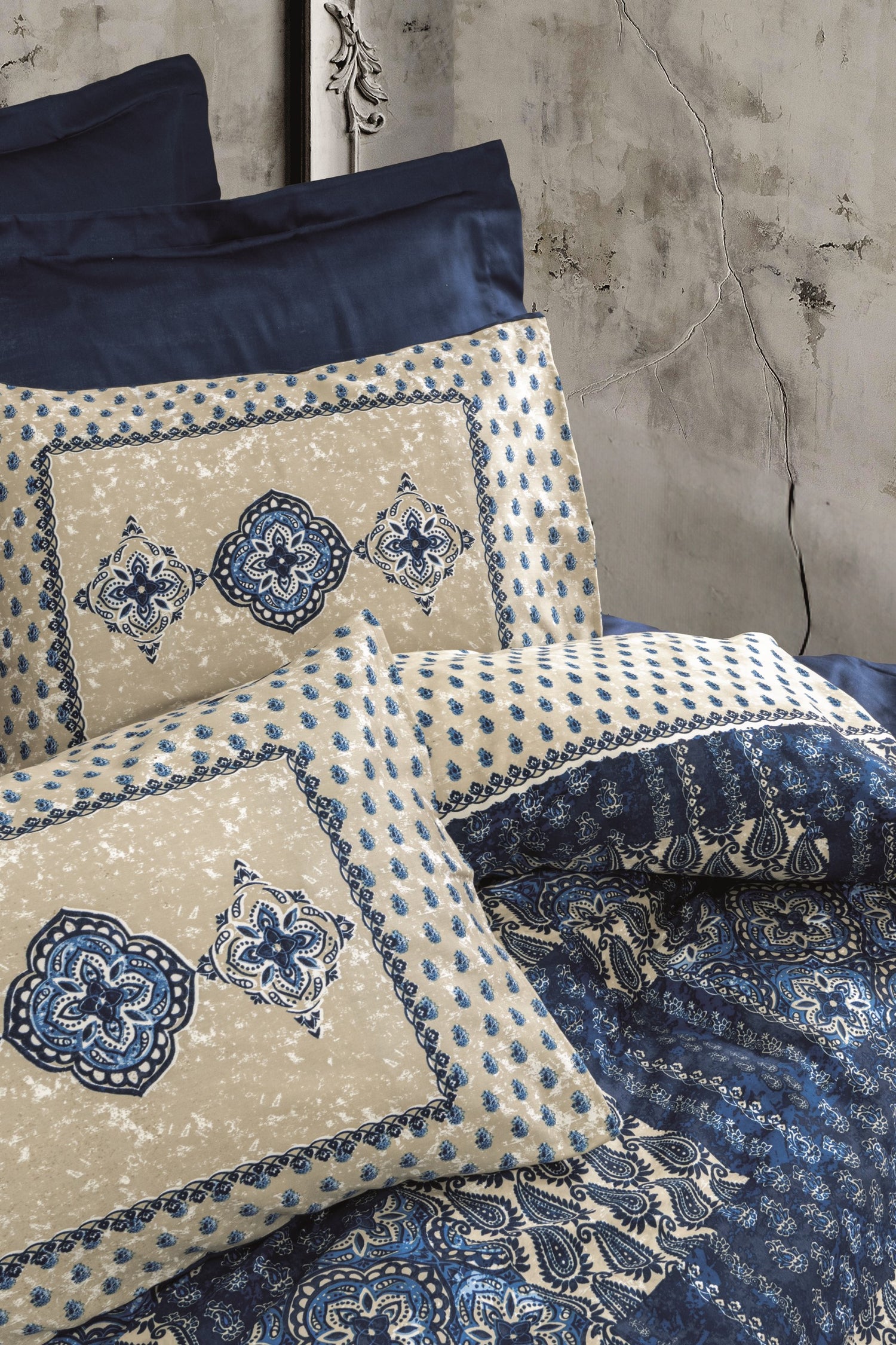 Комплект постельного белья Cotton Box Satin Double Stasya Navy Blue