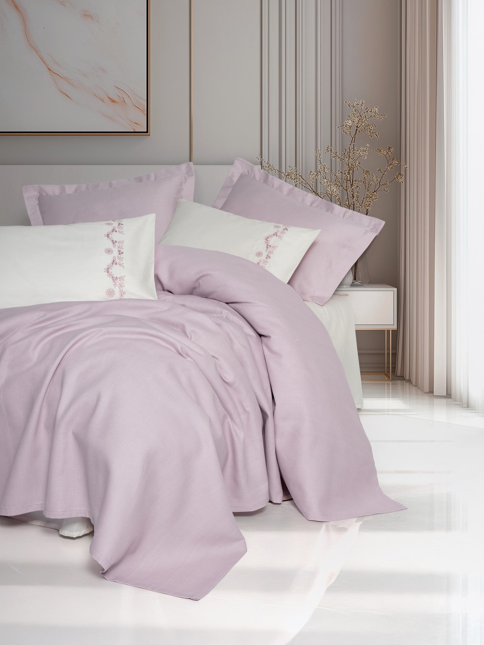 Комплект двуспального постельного белья Cotton Box Serenity Bamboo Vaila Lila