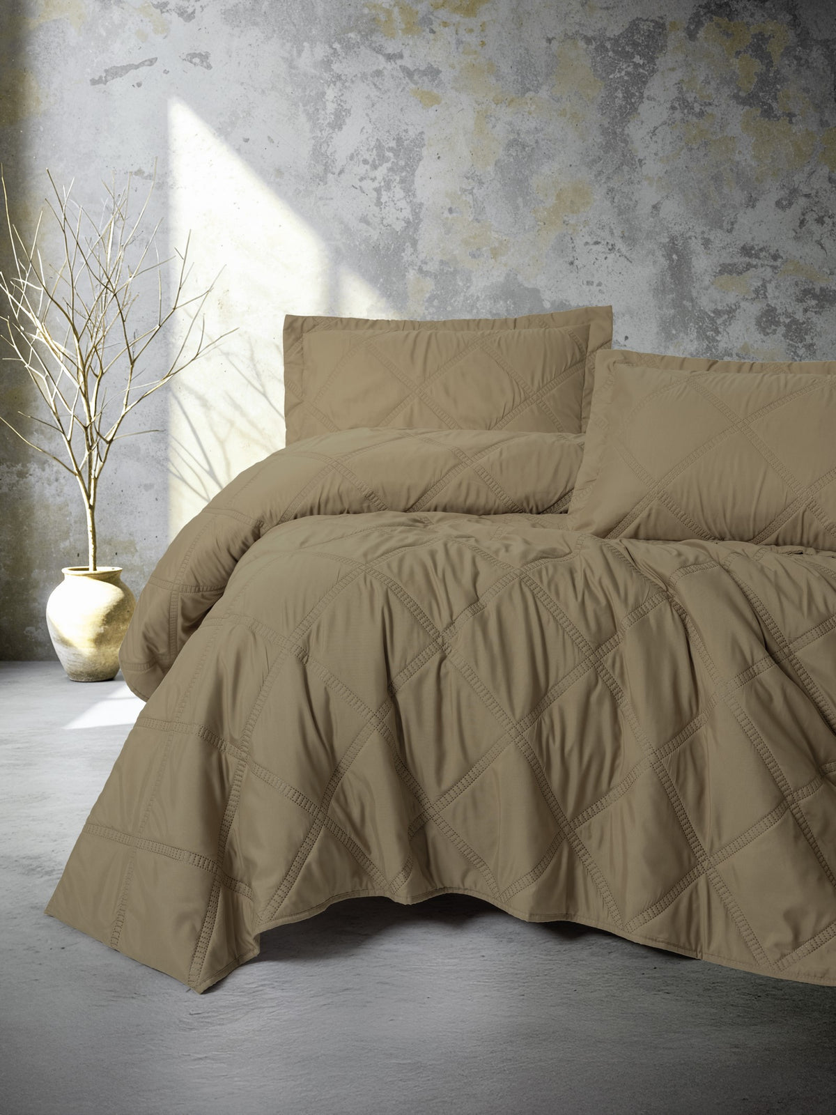 Cotton Box Serra Double Duvet Cover Tila Beige