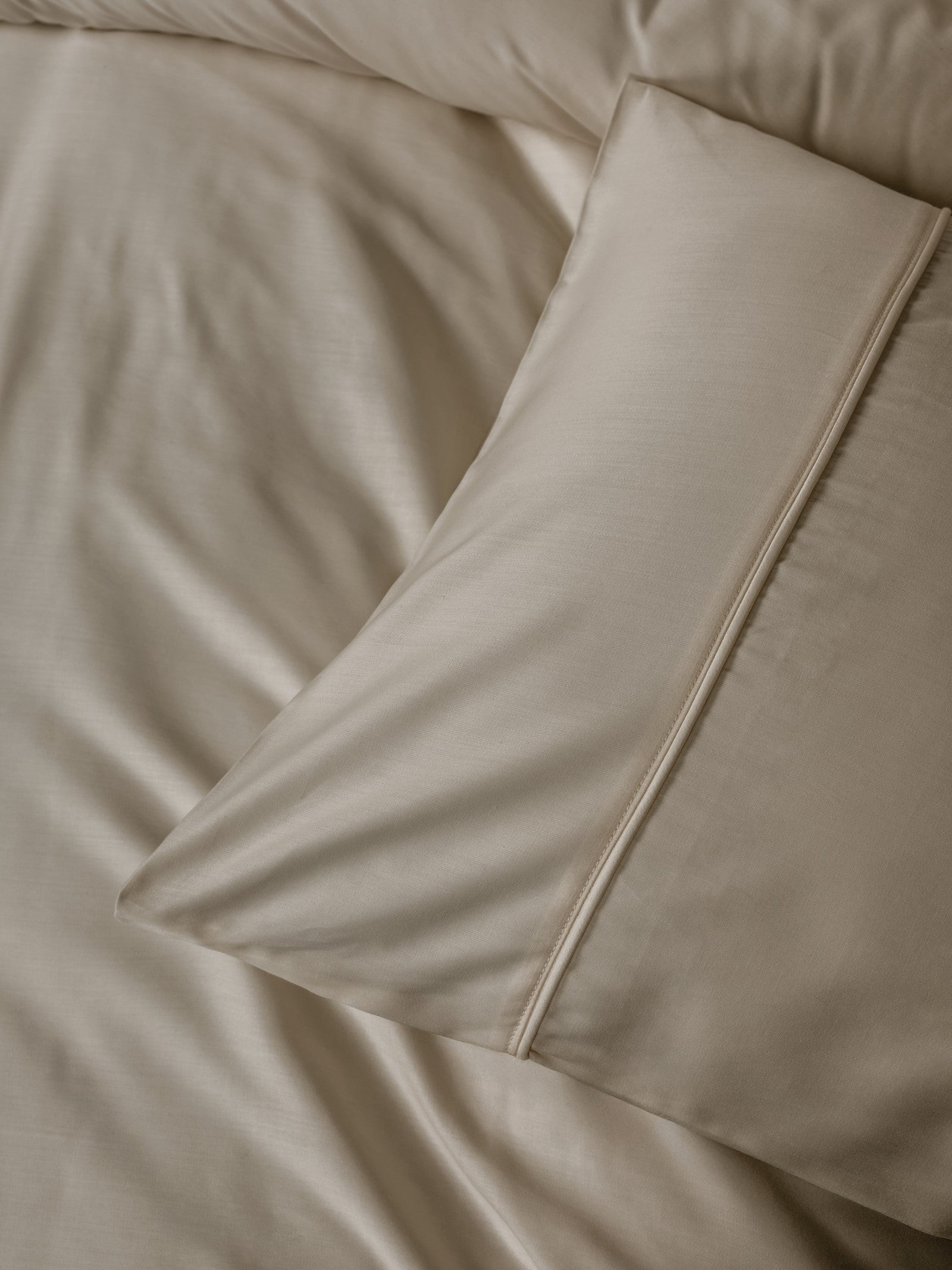 Cotton Box Silky Satin Double Duvet Cover Set Beige