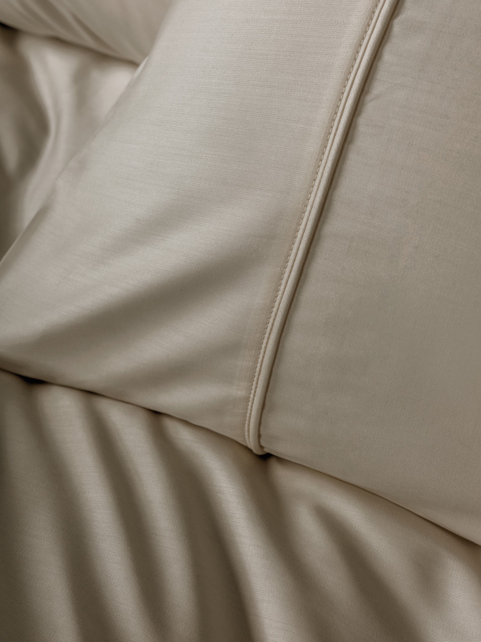 Cotton Box Silky Satin Double Duvet Cover Set Beige