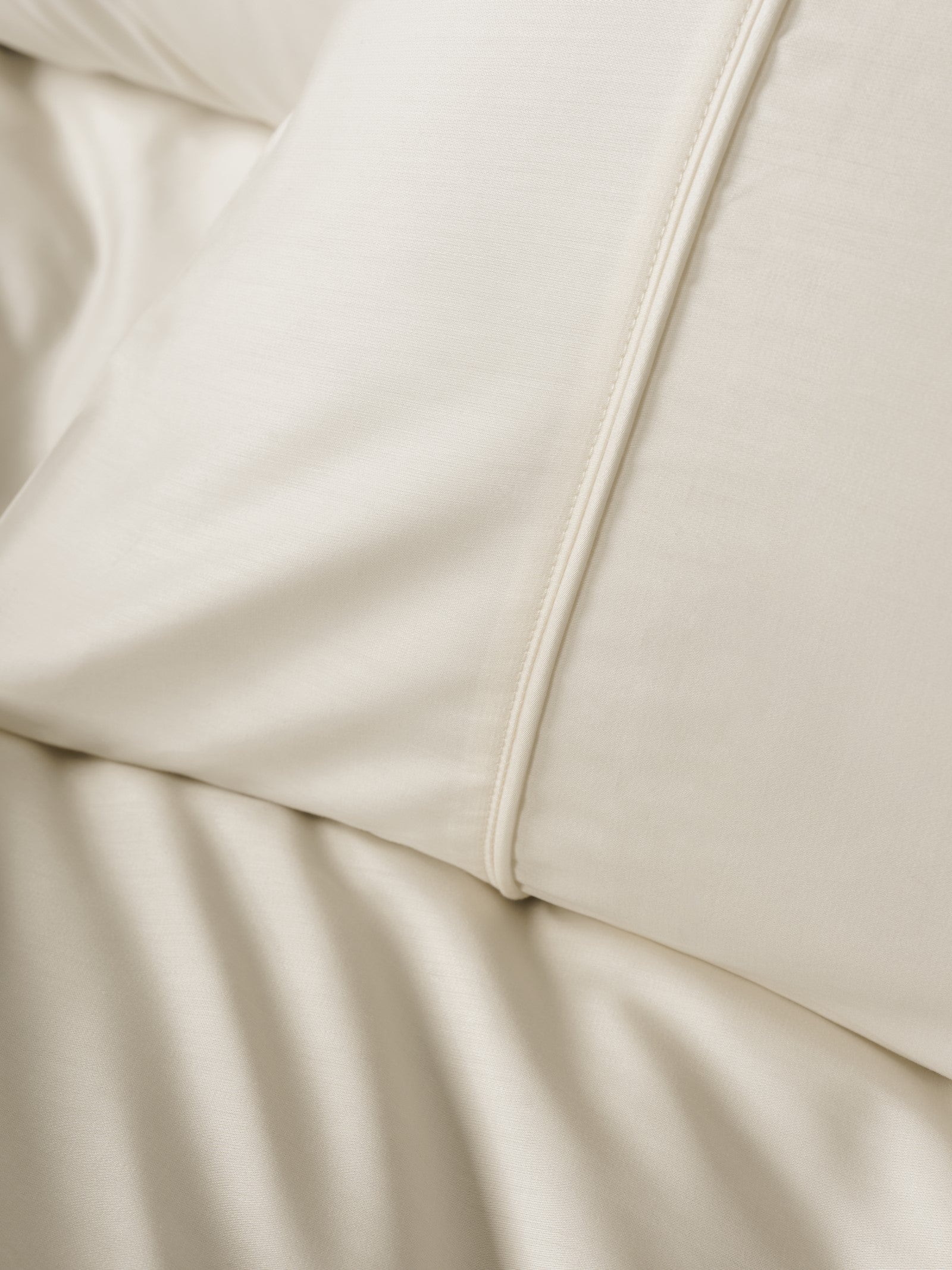 Cotton Box Silky Satin Double Duvet Cover Set Ecru