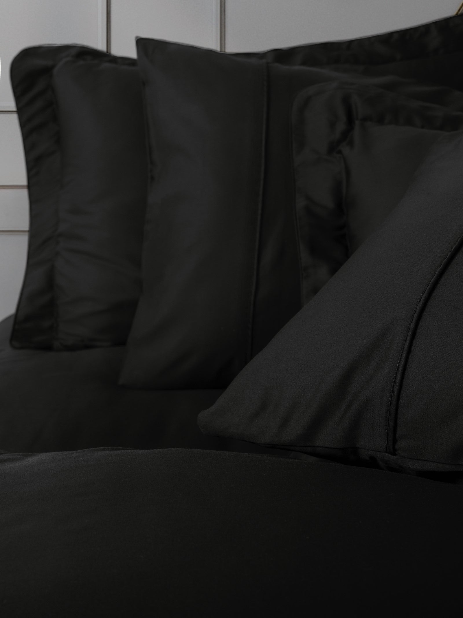 Cotton Box Silky Satin Double Duvet Cover Set Black