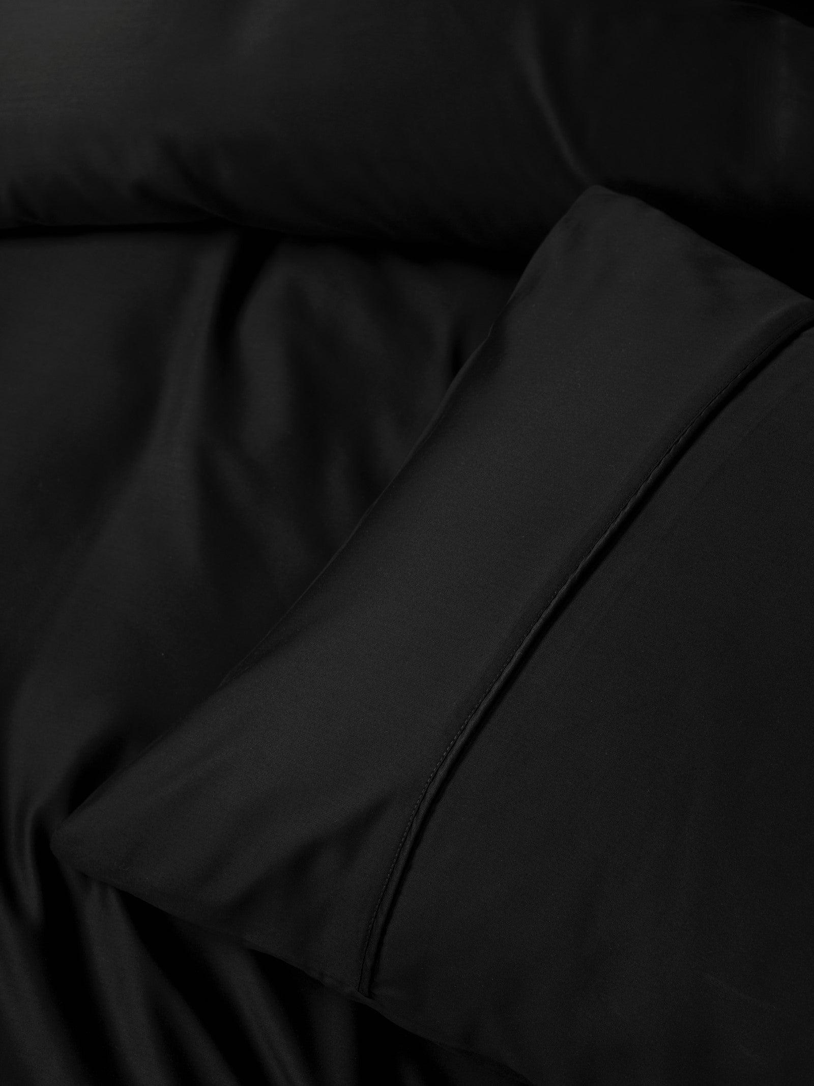 Cotton Box Silky Satin Double Duvet Cover Set Black