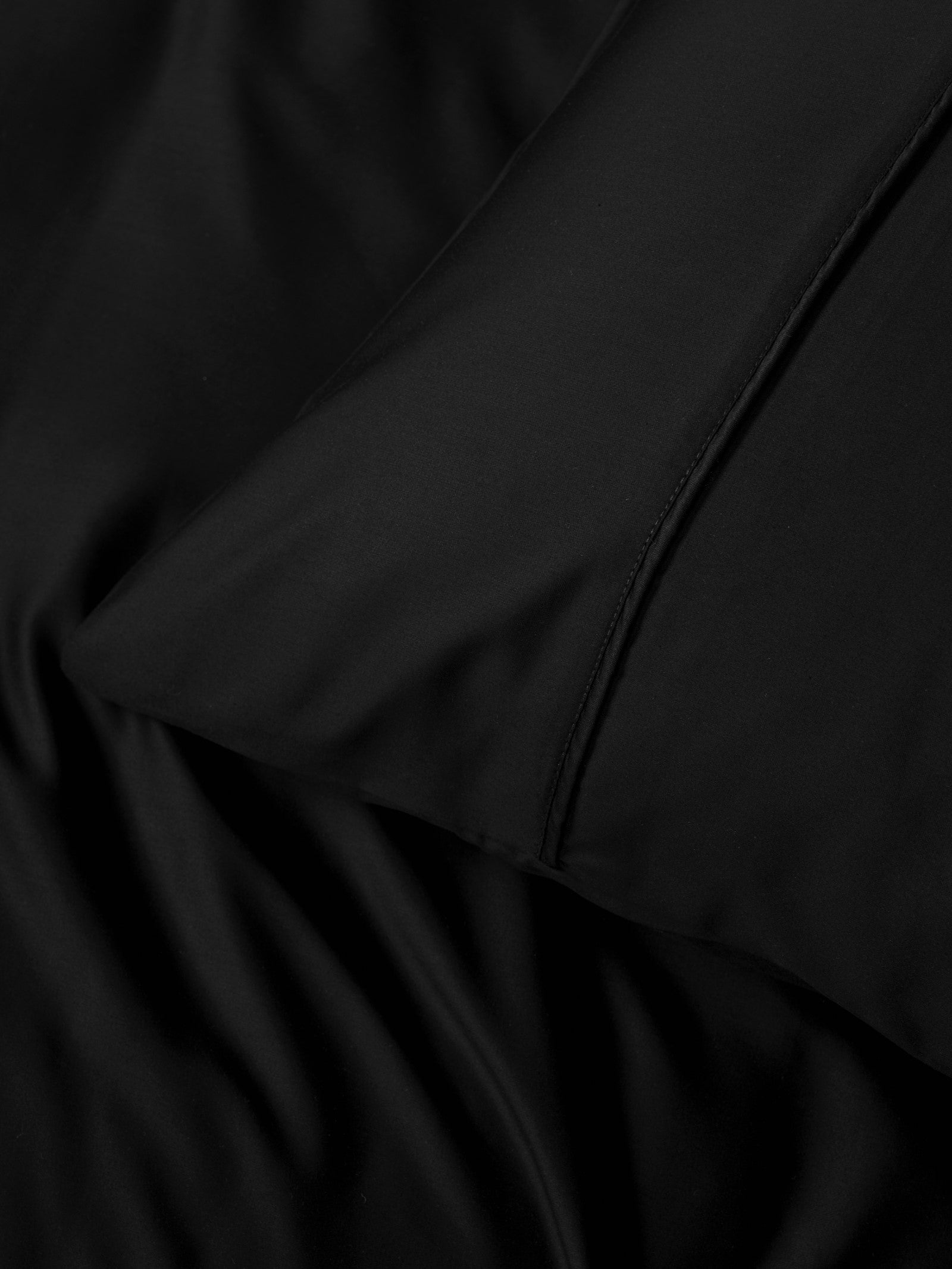 Cotton Box Silky Satin Double Duvet Cover Set Black