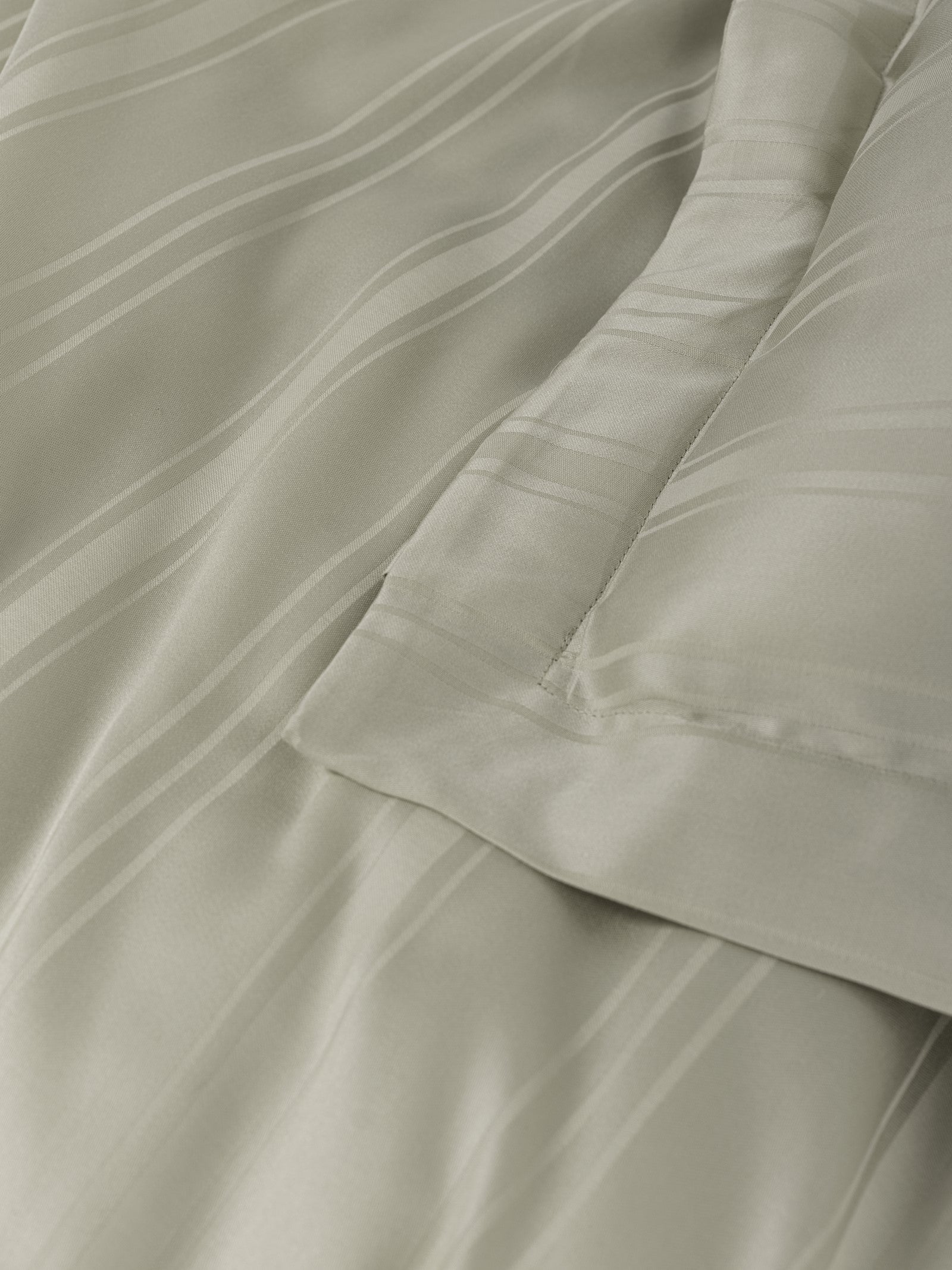 Cotton Box Smart Bamboo Satin Double Duvet Cover Set Stripe Beige